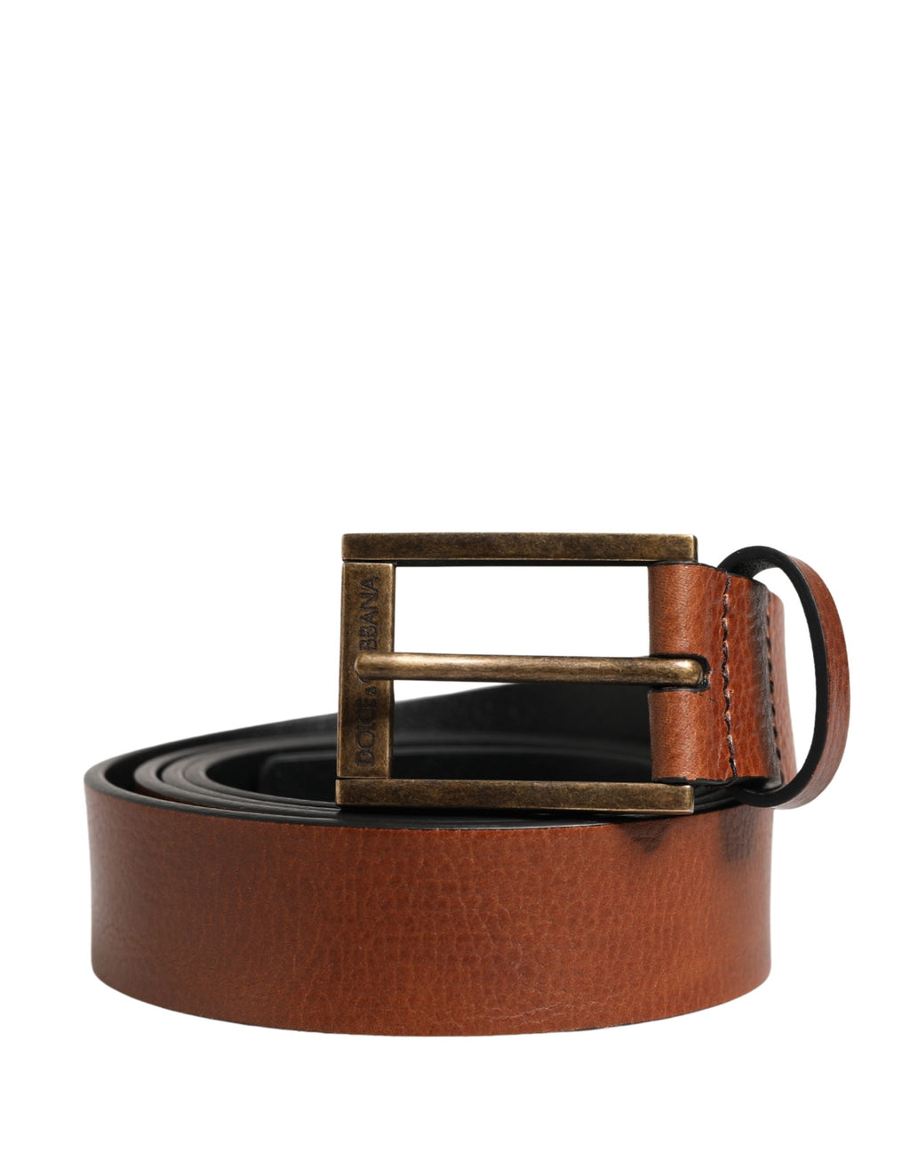 Dolce & Gabbana Herren Gürtel aus braunem Leder mit klassischer Metallschnalle