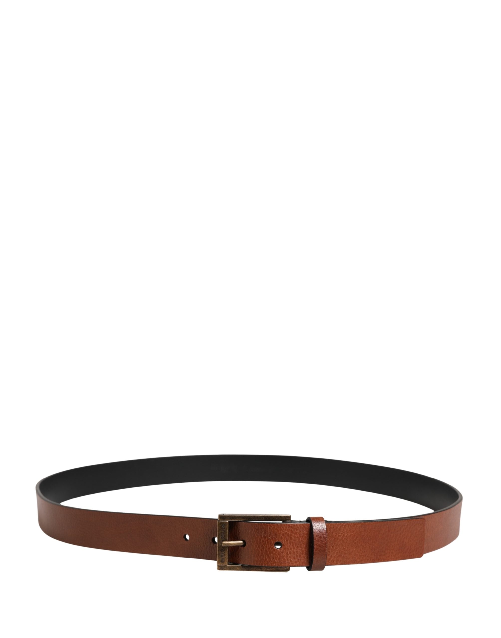 Dolce & Gabbana Herren Gürtel aus braunem Leder mit klassischer Metallschnalle
