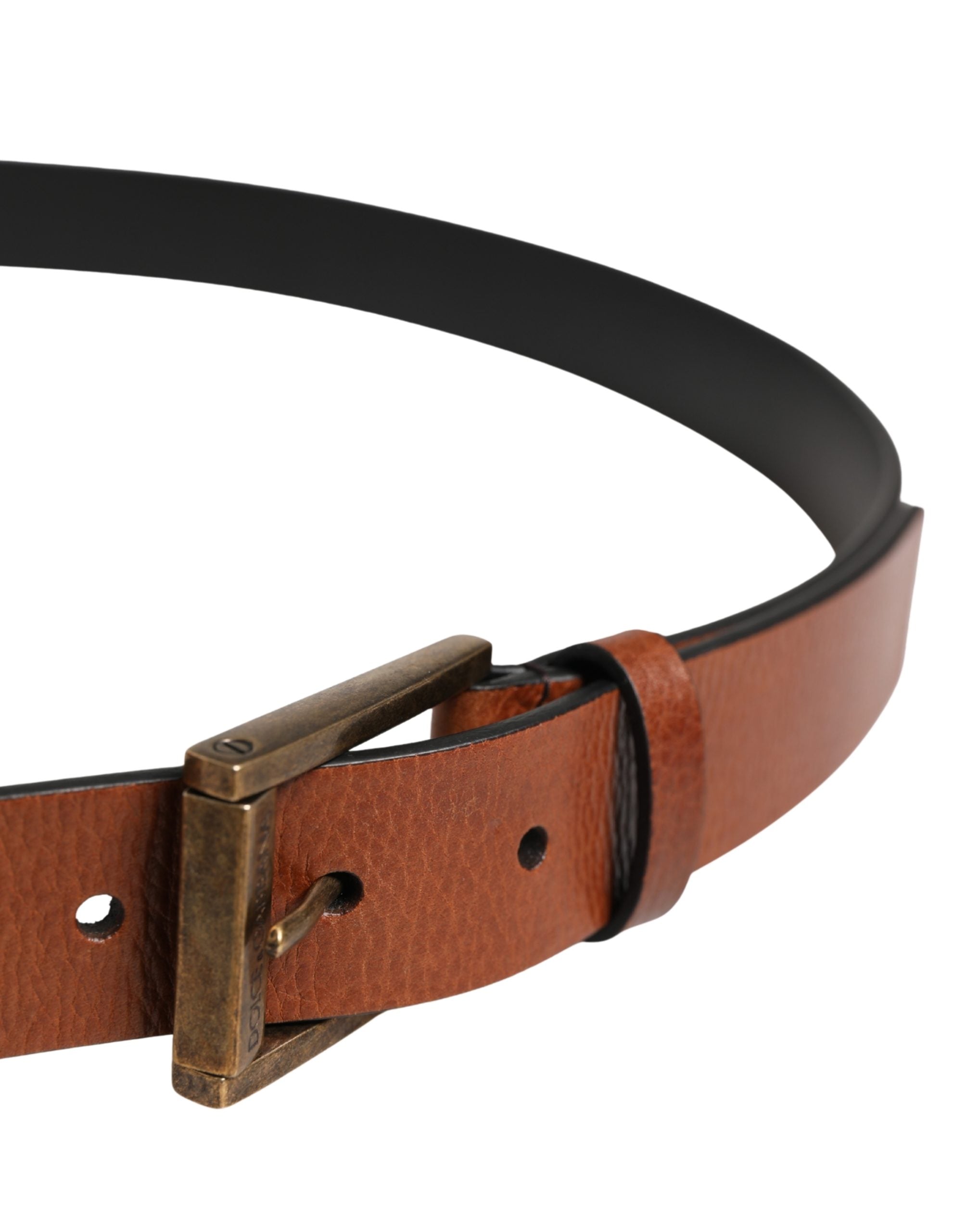Dolce & Gabbana Herren Gürtel aus braunem Leder mit klassischer Metallschnalle
