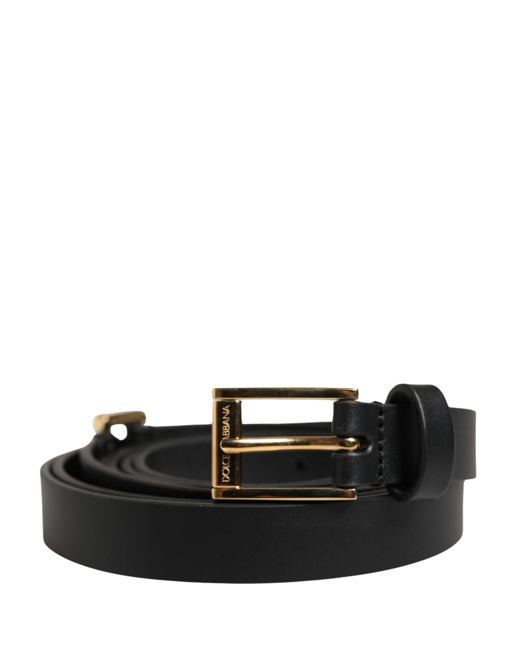 Dolce & Gabbana Men's Black Leather Belt with Classic Metal Buckle