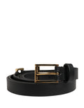 Dolce & Gabbana Men's Black Leather Belt with Classic Metal Buckle
