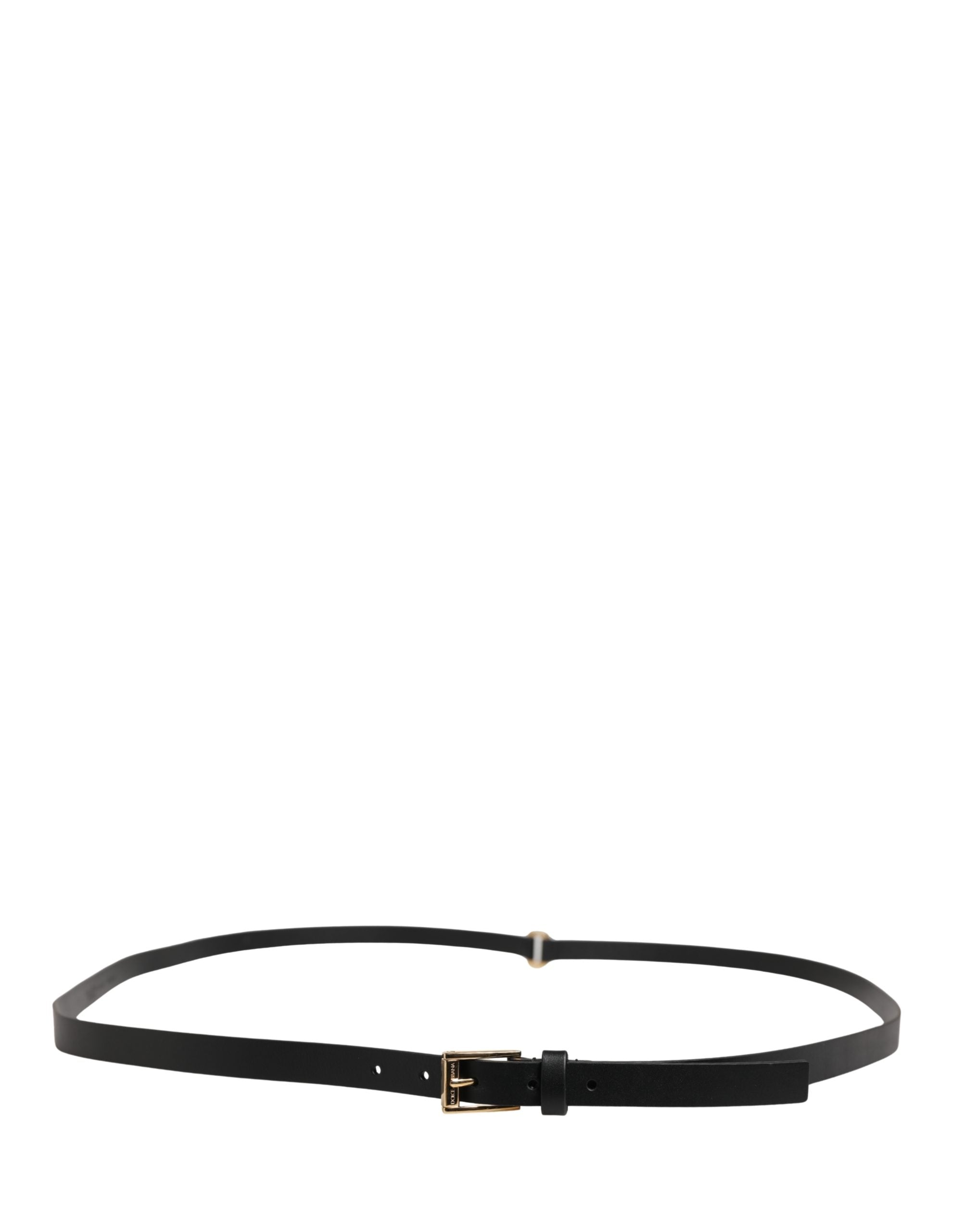 Dolce & Gabbana Men's Black Leather Belt with Classic Metal Buckle