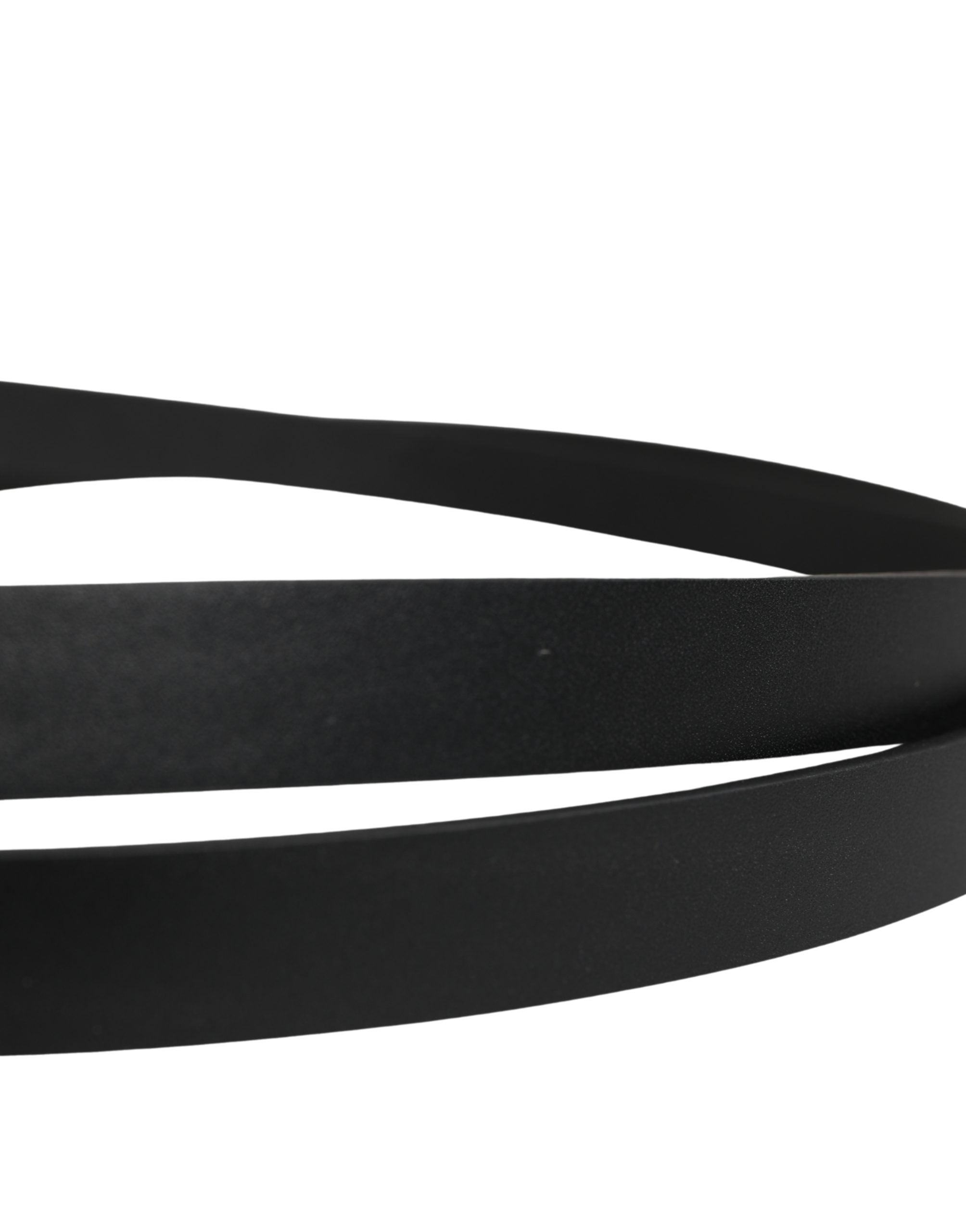 Dolce & Gabbana Men's Black Leather Belt with Classic Metal Buckle