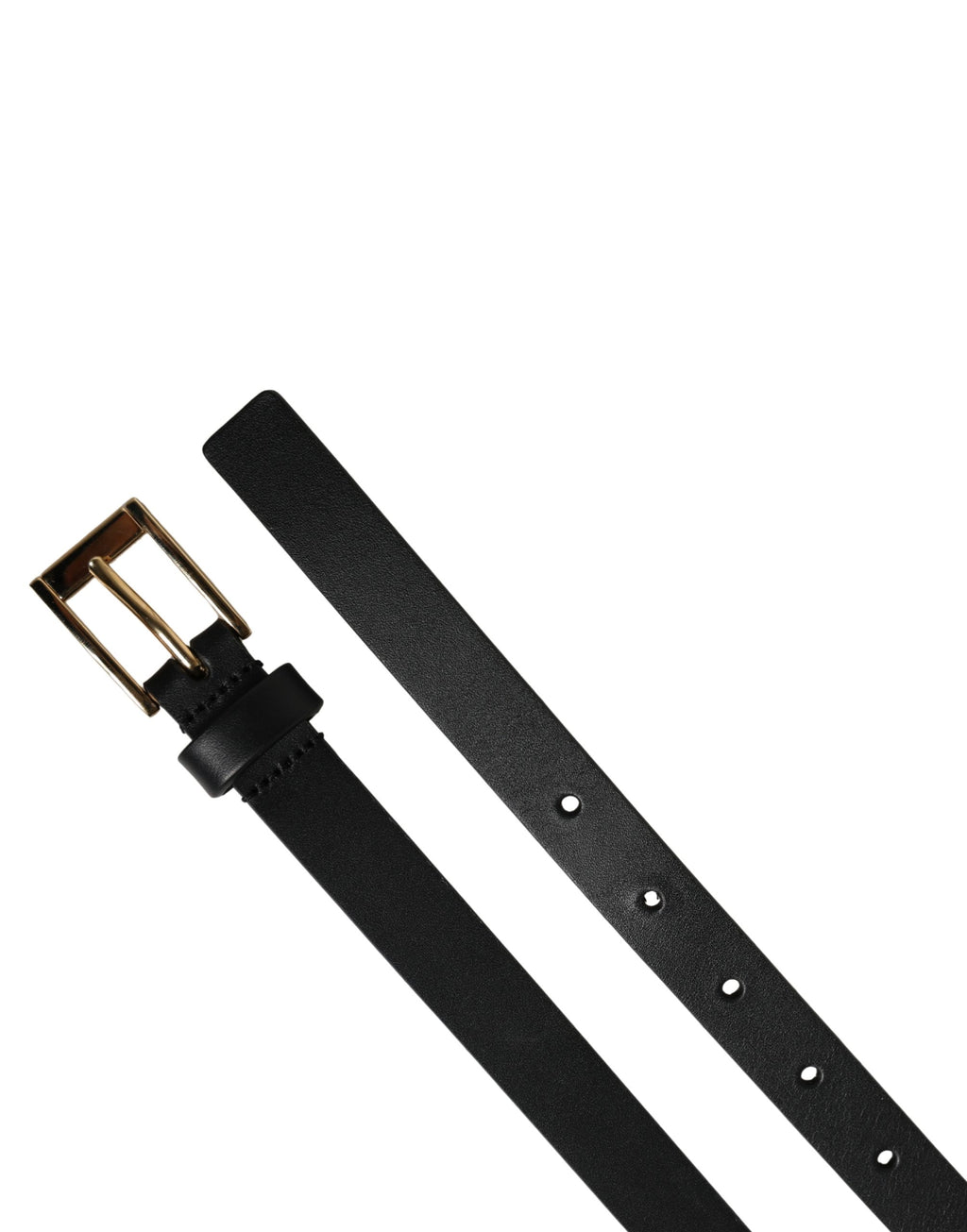 Dolce & Gabbana Men's Black Leather Belt with Classic Metal Buckle