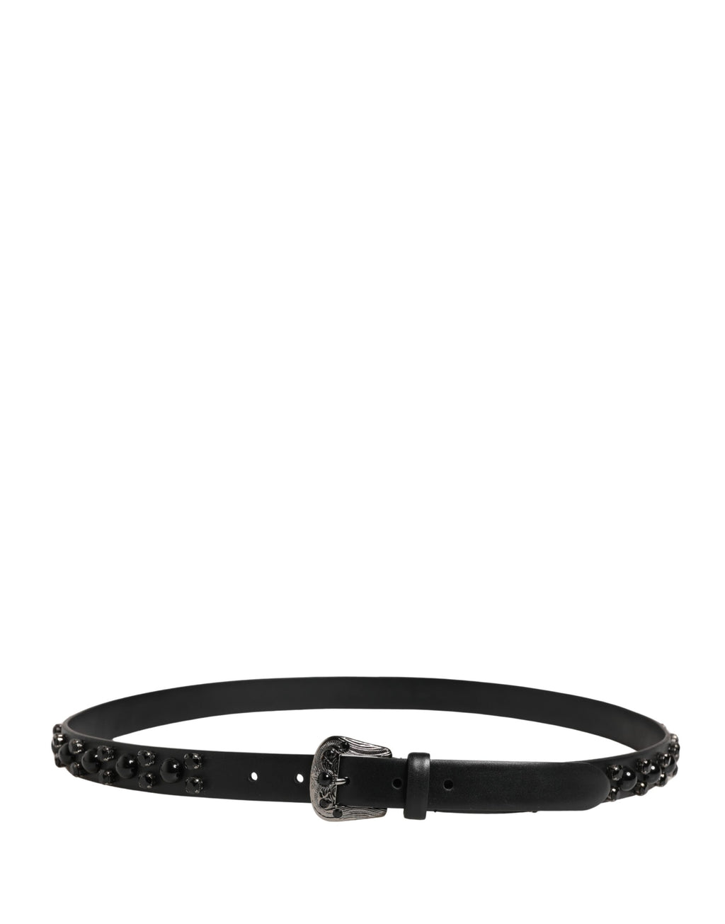 Dolce & Gabbana Herren Gürtel aus schwarzem Kalbsleder mit verzierter Metallschnalle