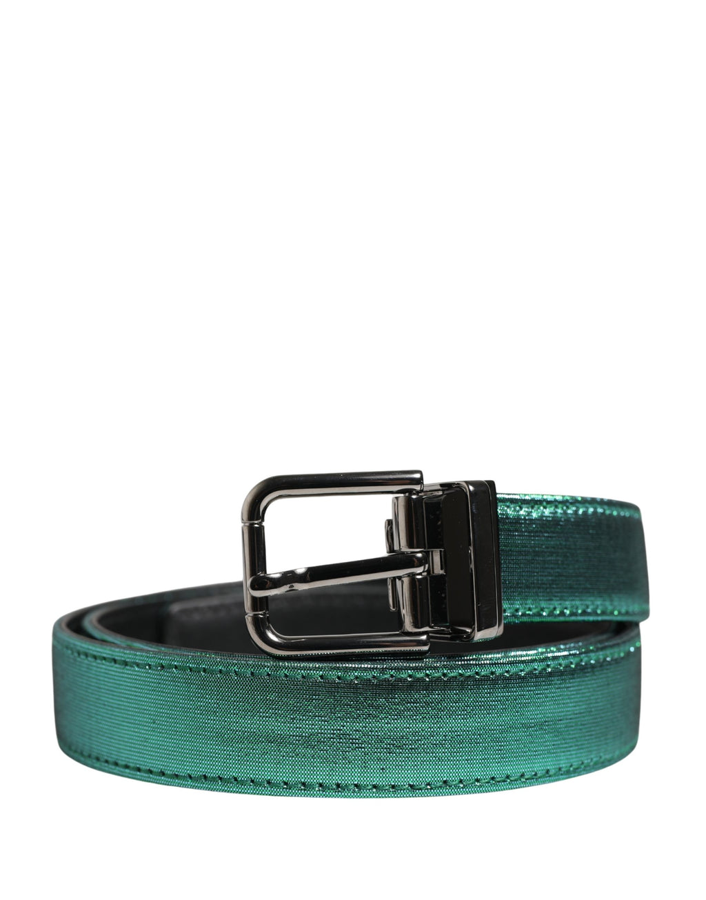 Dolce & Gabbana Men's Lurex Polyester Belt in Green with Metal Buckle