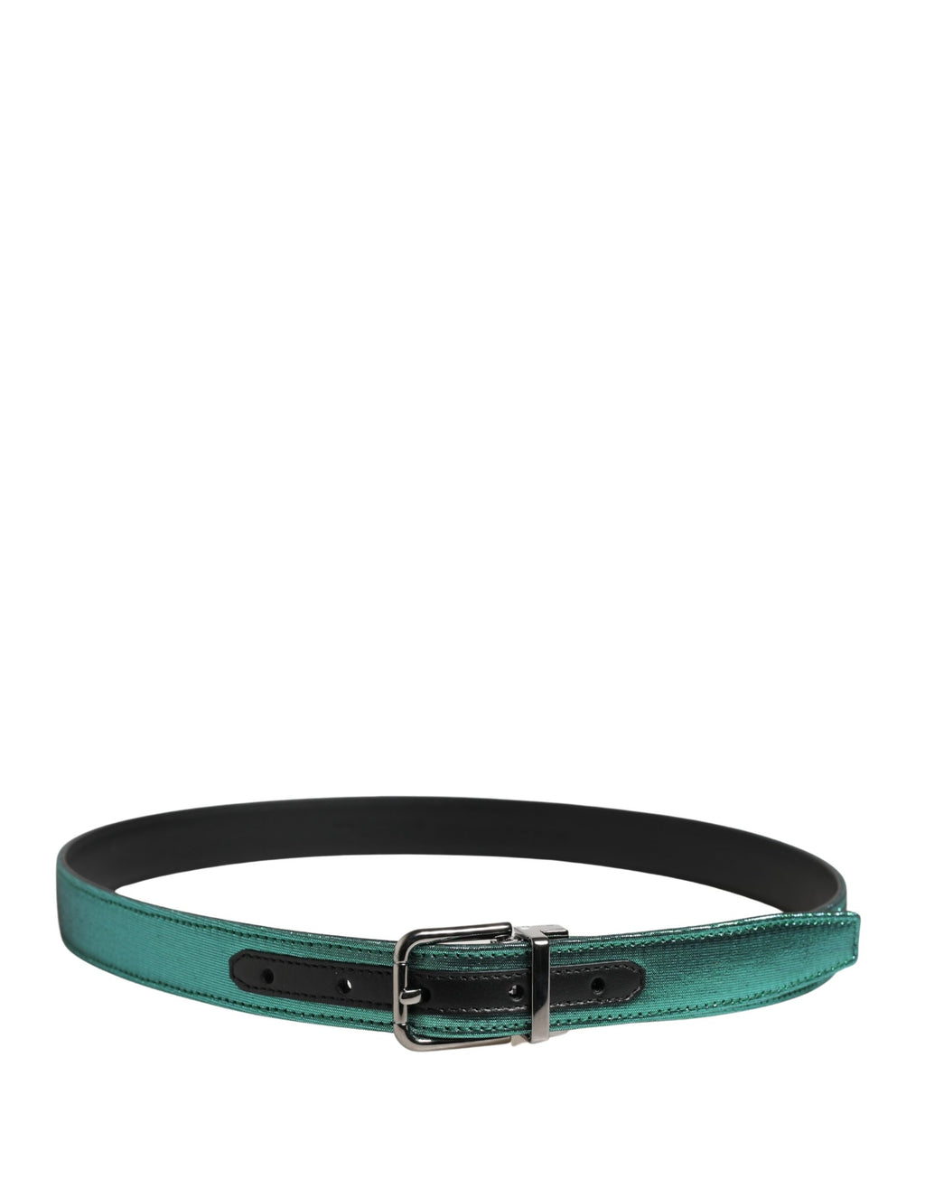Dolce & Gabbana Men's Lurex Polyester Belt in Green with Metal Buckle