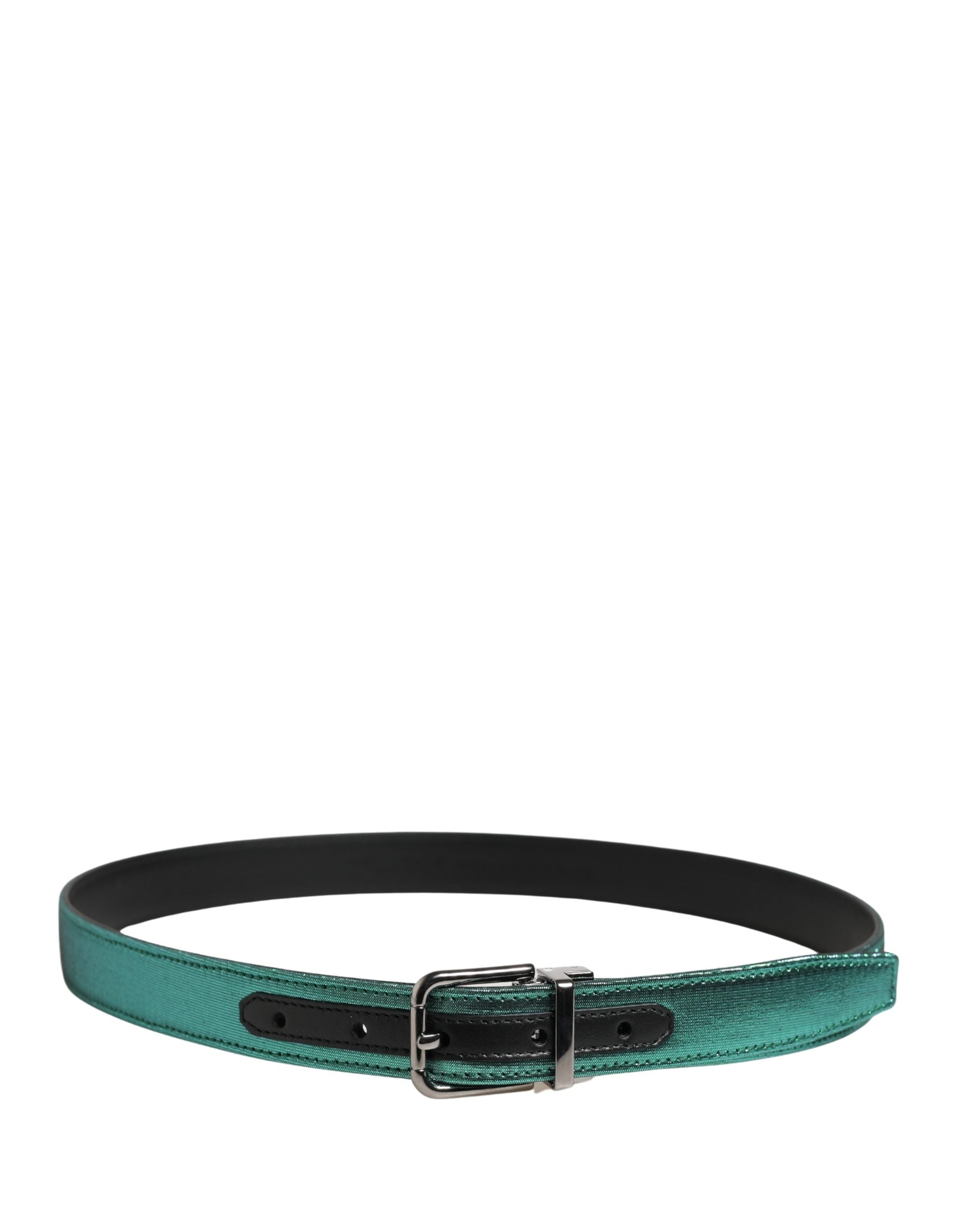 Dolce & Gabbana Men's Lurex Polyester Belt in Green with Metal Buckle
