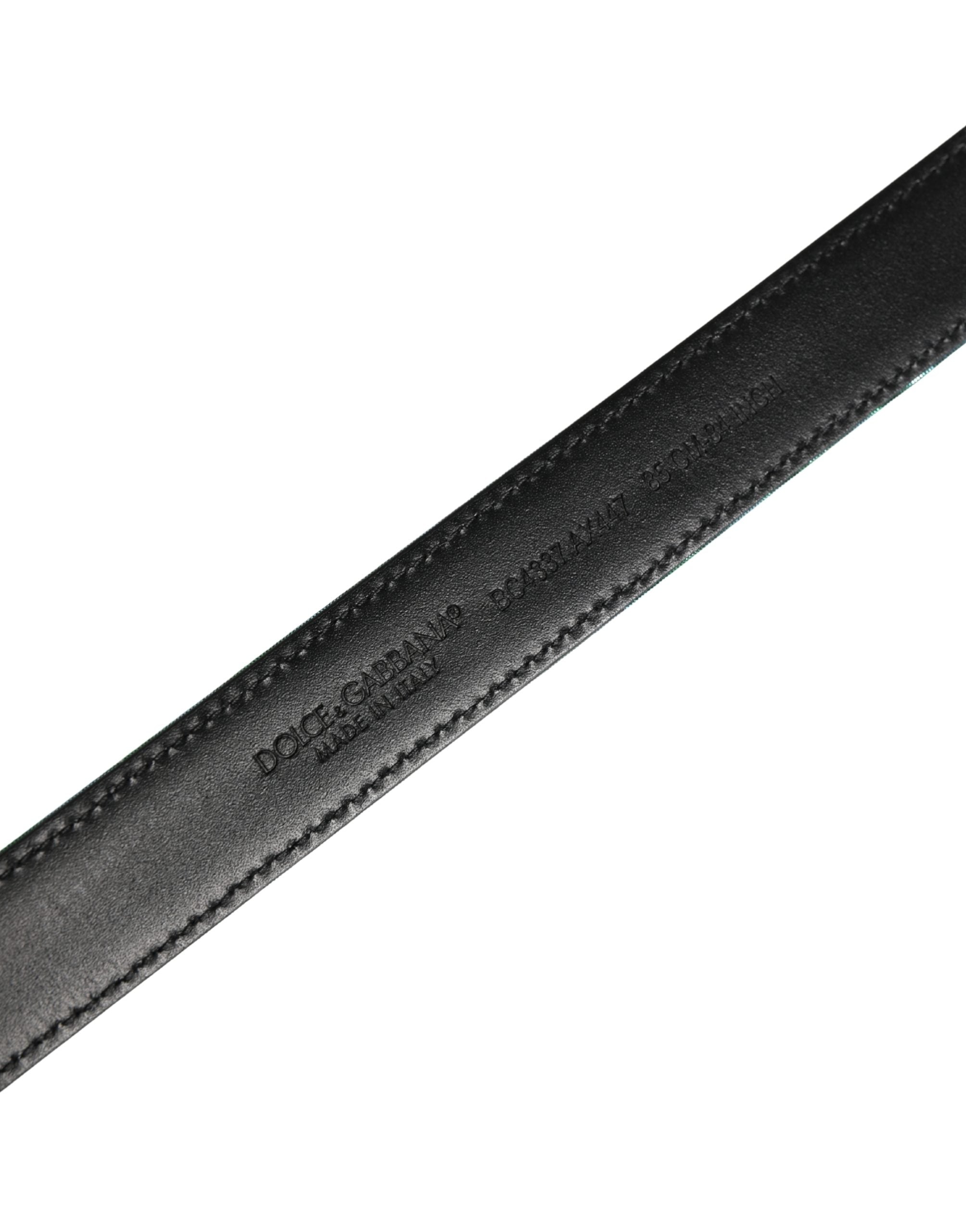 Dolce & Gabbana Men's Lurex Polyester Belt in Green with Metal Buckle