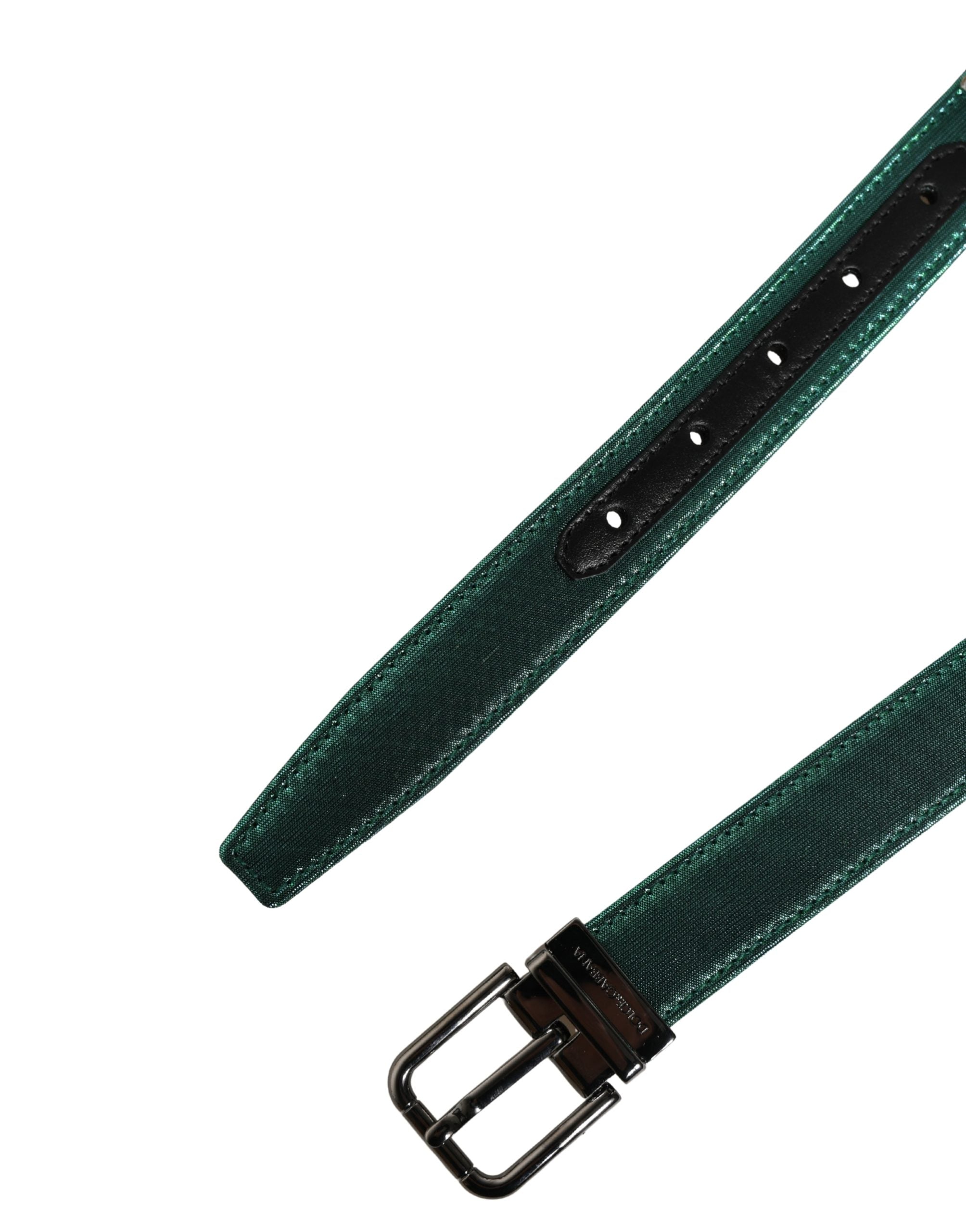 Dolce & Gabbana Men's Lurex Polyester Belt in Green with Metal Buckle