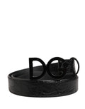Dolce & Gabbana Herren Gürtel aus schwarzem exotischem Leder mit Logo-Schnalle