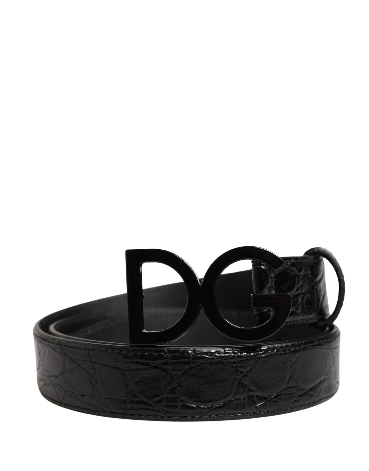 Dolce & Gabbana Herren Gürtel aus schwarzem exotischem Leder mit Logo-Schnalle