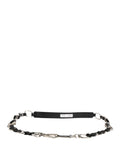 Dolce & Gabbana Schwarzer Leder Schultergurt mit silberner Kette