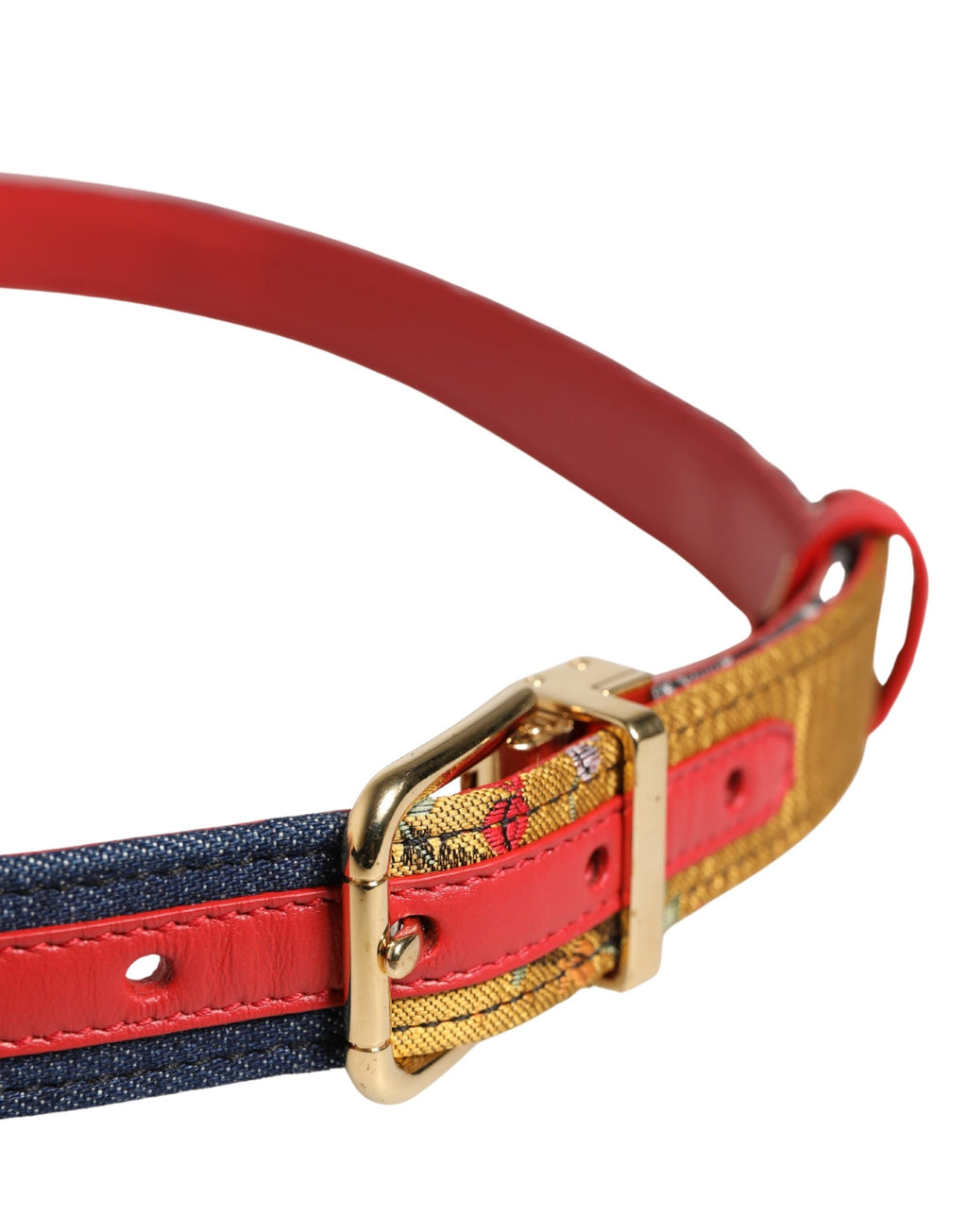 Dolce & Gabbana Multicolor Floral Jacquard Belt with Metal Buckle
