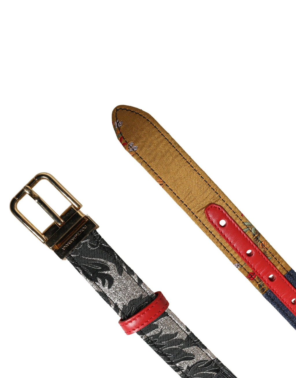 Dolce & Gabbana Multicolor Floral Jacquard Belt with Metal Buckle