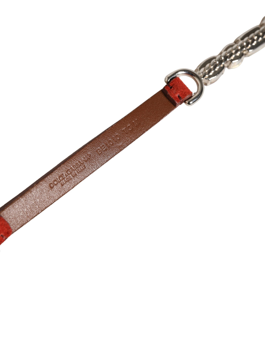 Dolce & Gabbana Red Velvet Belt with Crystal Embellishment and Chain