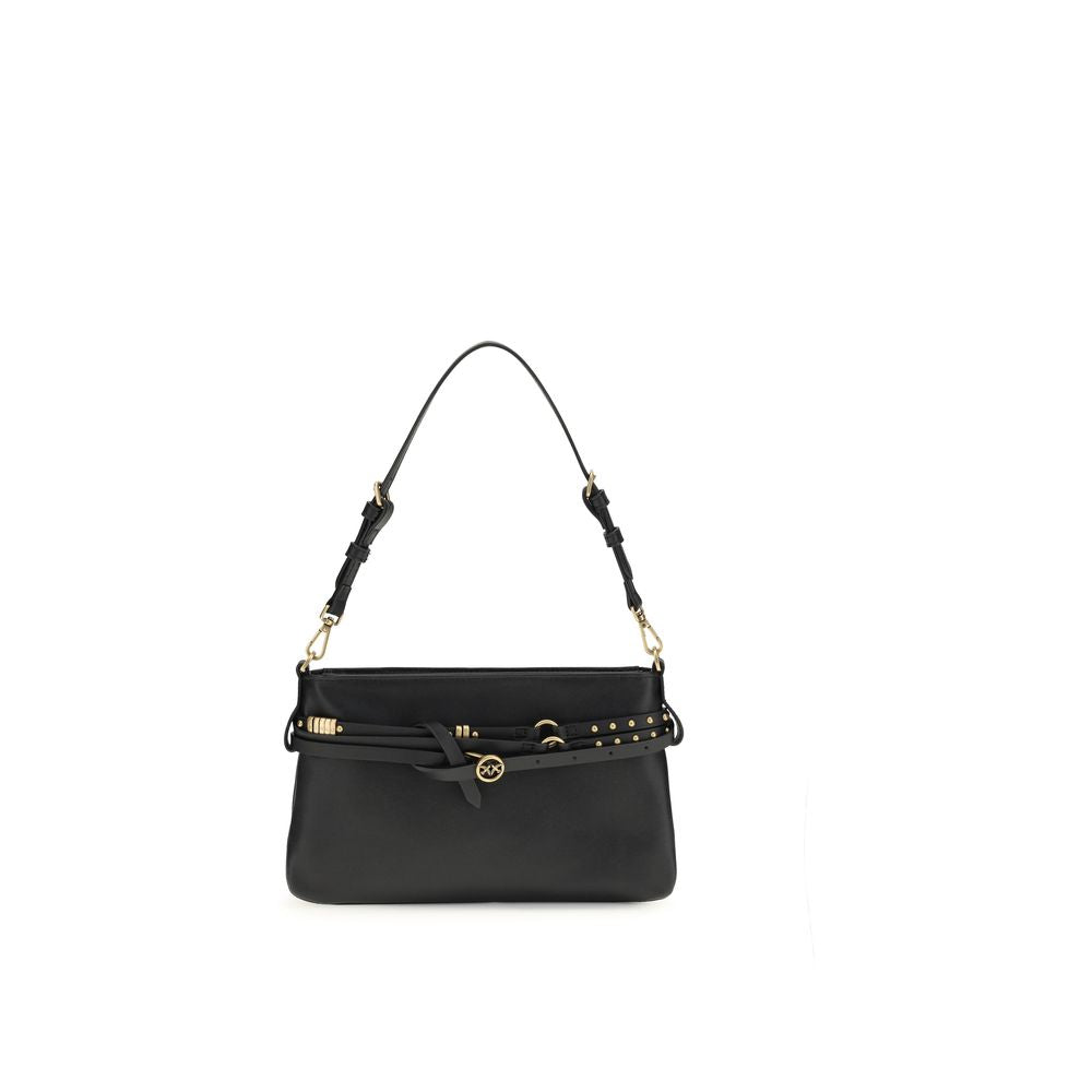 PINKO Schwarze Bos Taurus Kalbsleder Schultertasche