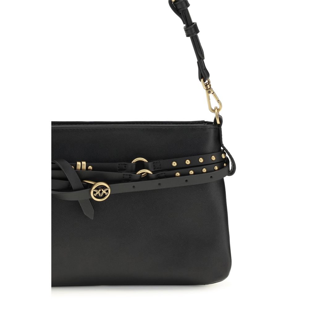 PINKO Schwarze Bos Taurus Kalbsleder Schultertasche