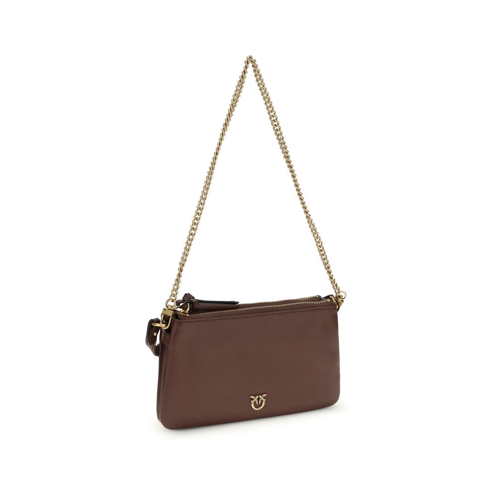 PINKO Braune Kalbsleder Bos Taurus Schultertasche