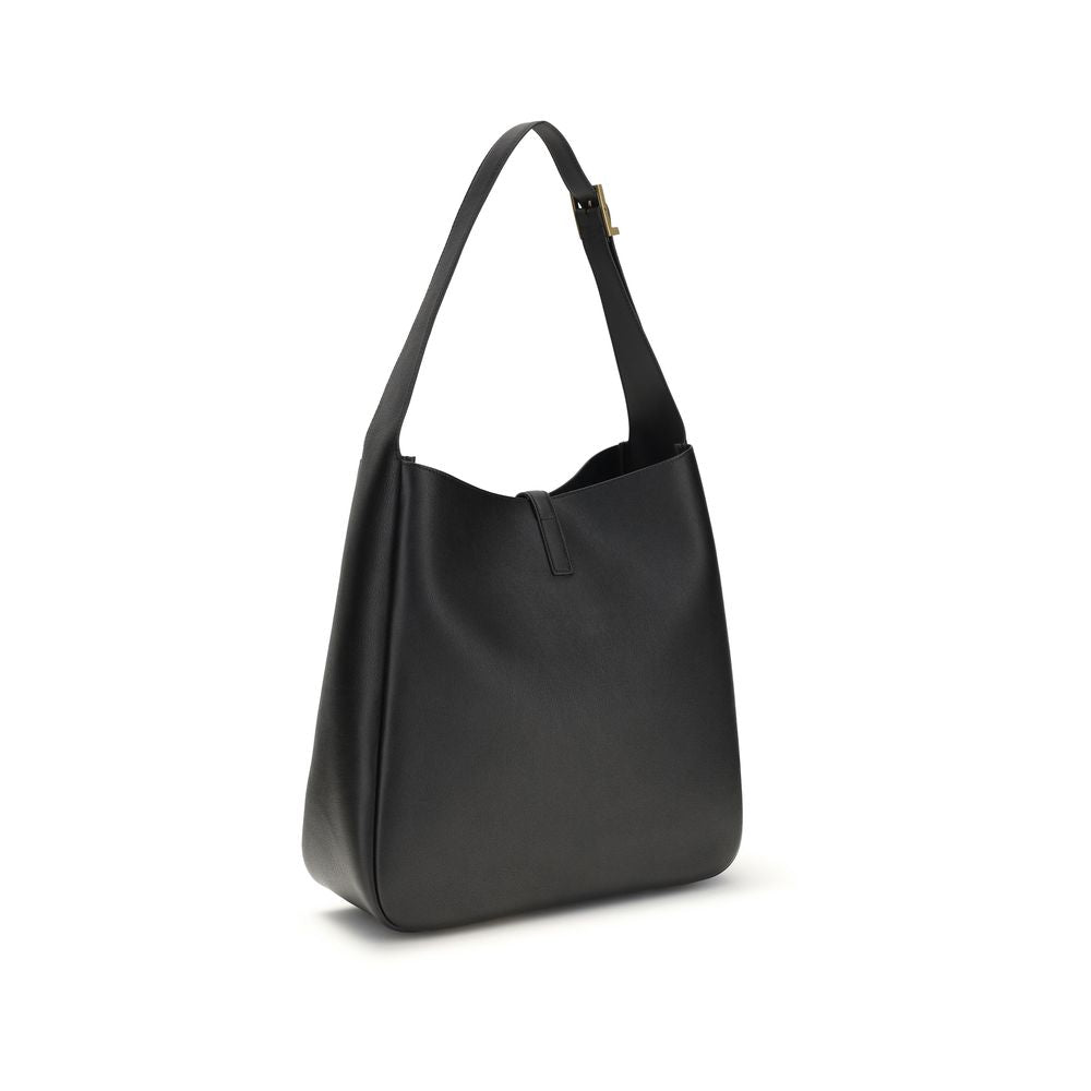 Saint Laurent Schwarze Bos Taurus Kalbsleder Schultertasche
