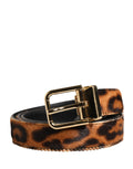 Dolce & Gabbana belt in brown leopard print calf hair with a metal buckle