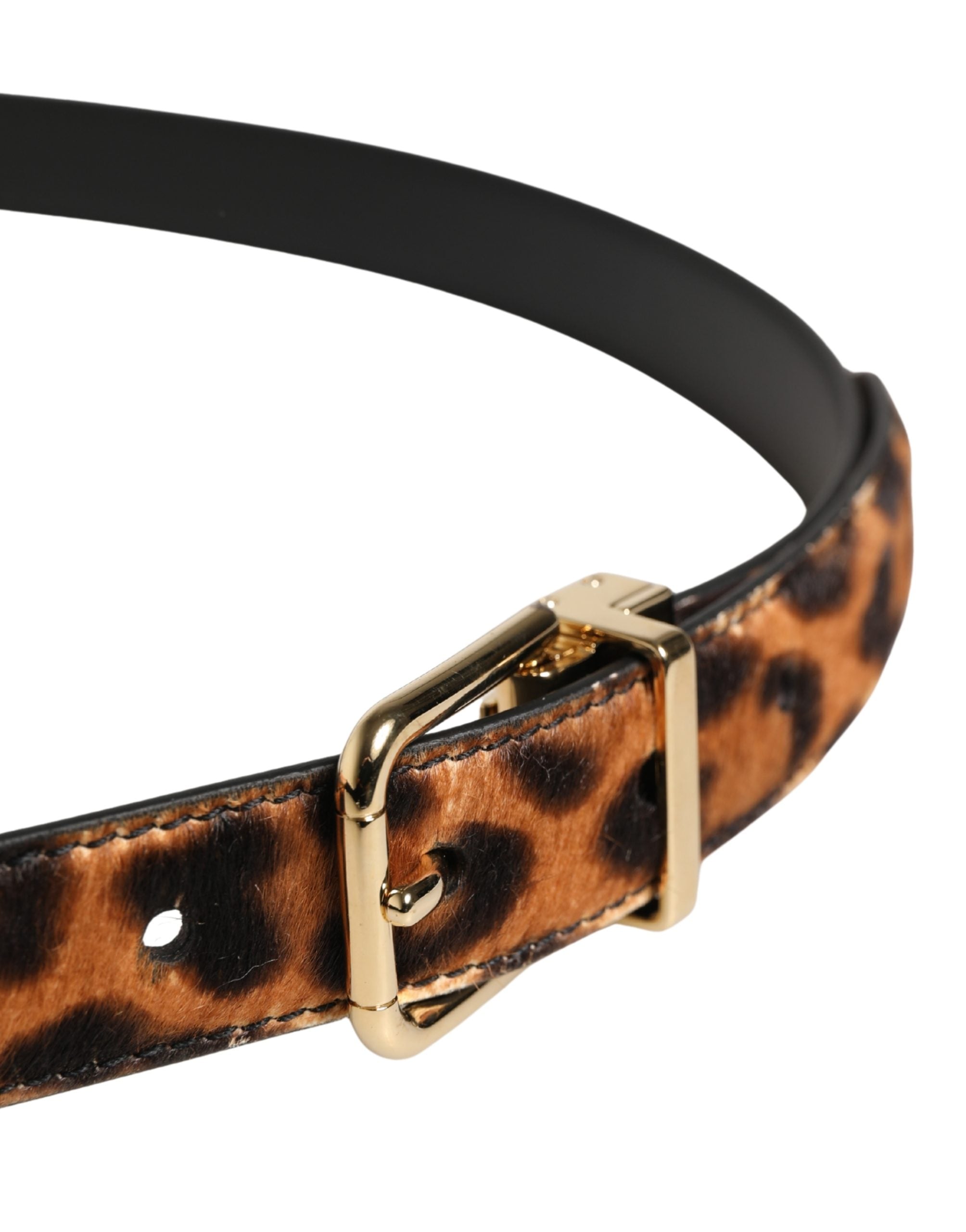Dolce & Gabbana belt in brown leopard print calf hair with a metal buckle