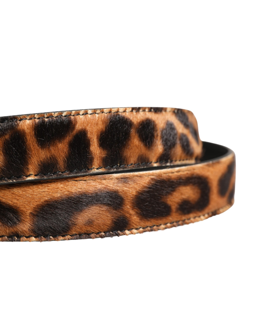 Dolce & Gabbana belt in brown leopard print calf hair with a metal buckle