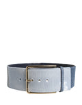 Dolce & Gabbana Blauer Gürtel aus zweifarbigem Denim mit goldener Metallschnalle