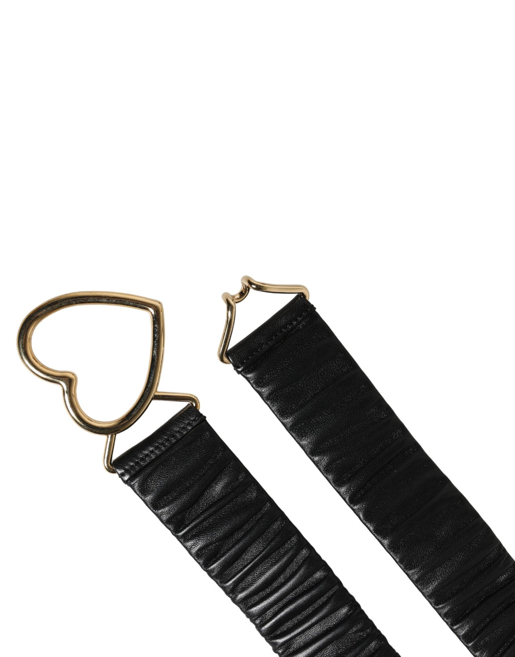 Dolce & Gabbana Black Leather Belt with Gold Heart Metal Buckle
