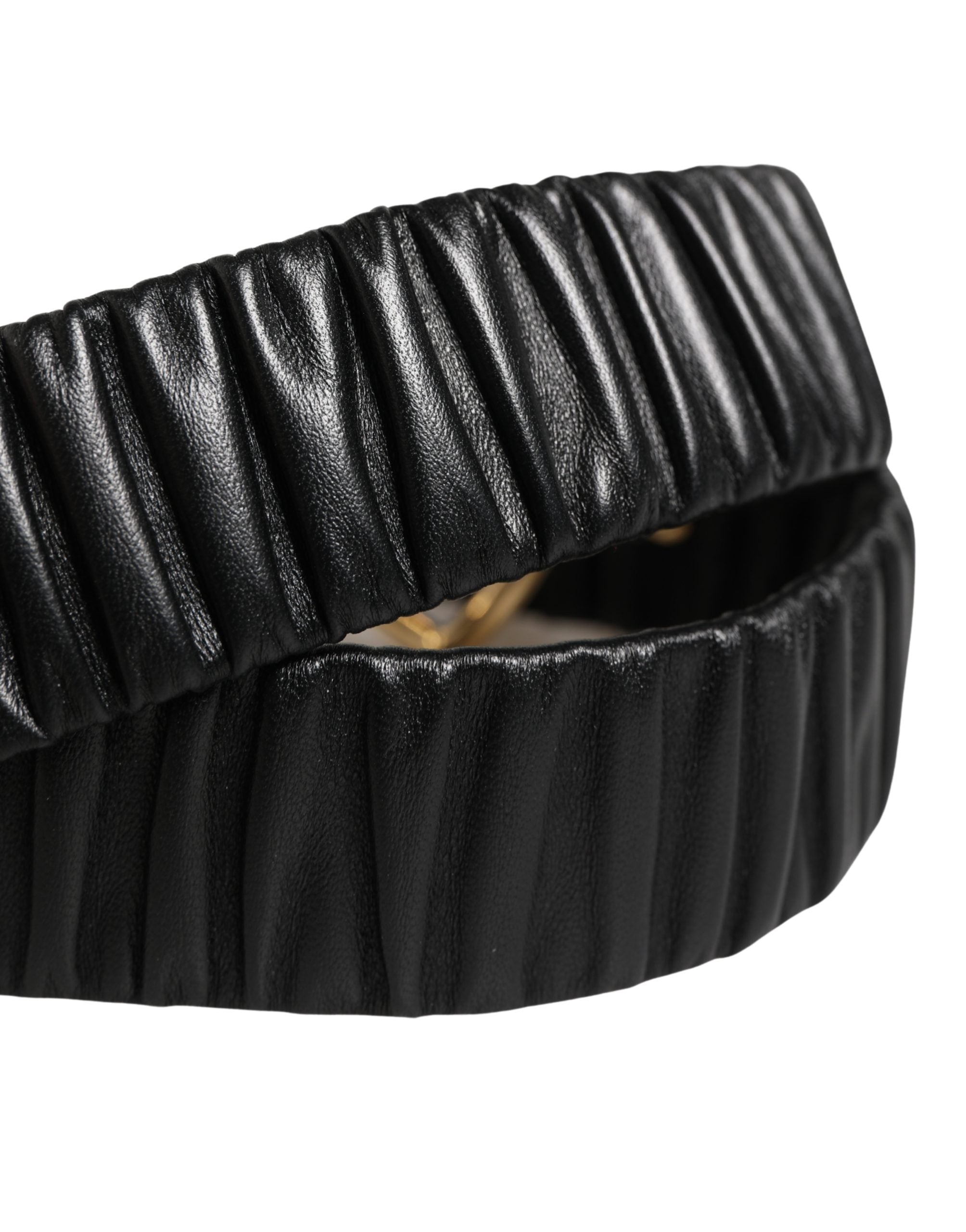 Dolce & Gabbana Black Leather Belt with Gold Heart Metal Buckle