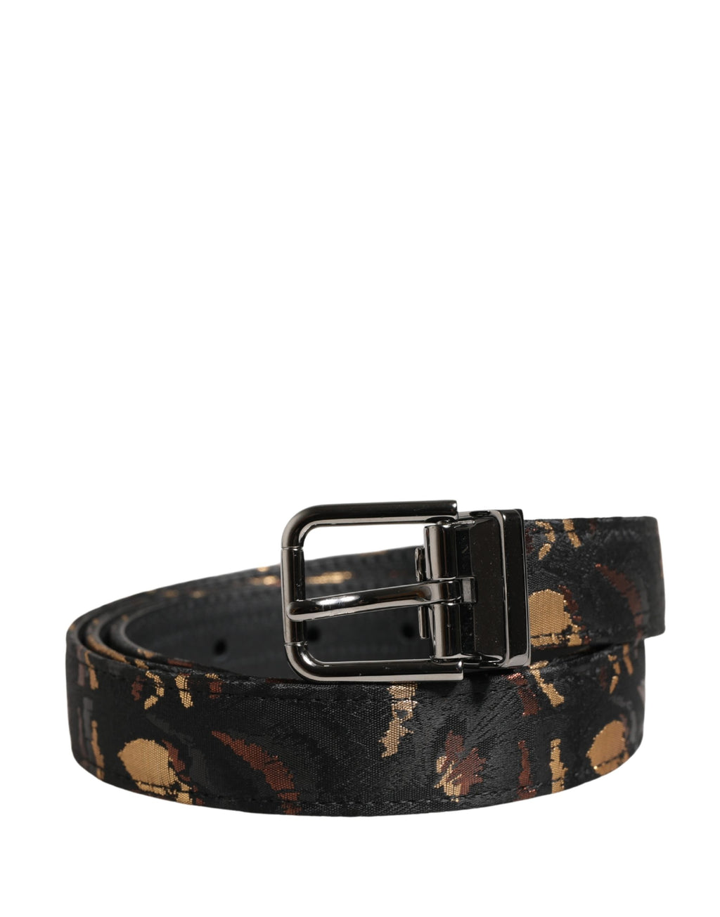 Dolce & Gabbana Gürtel aus mehrfarbigem Jacquard mit silberner Metallschnalle