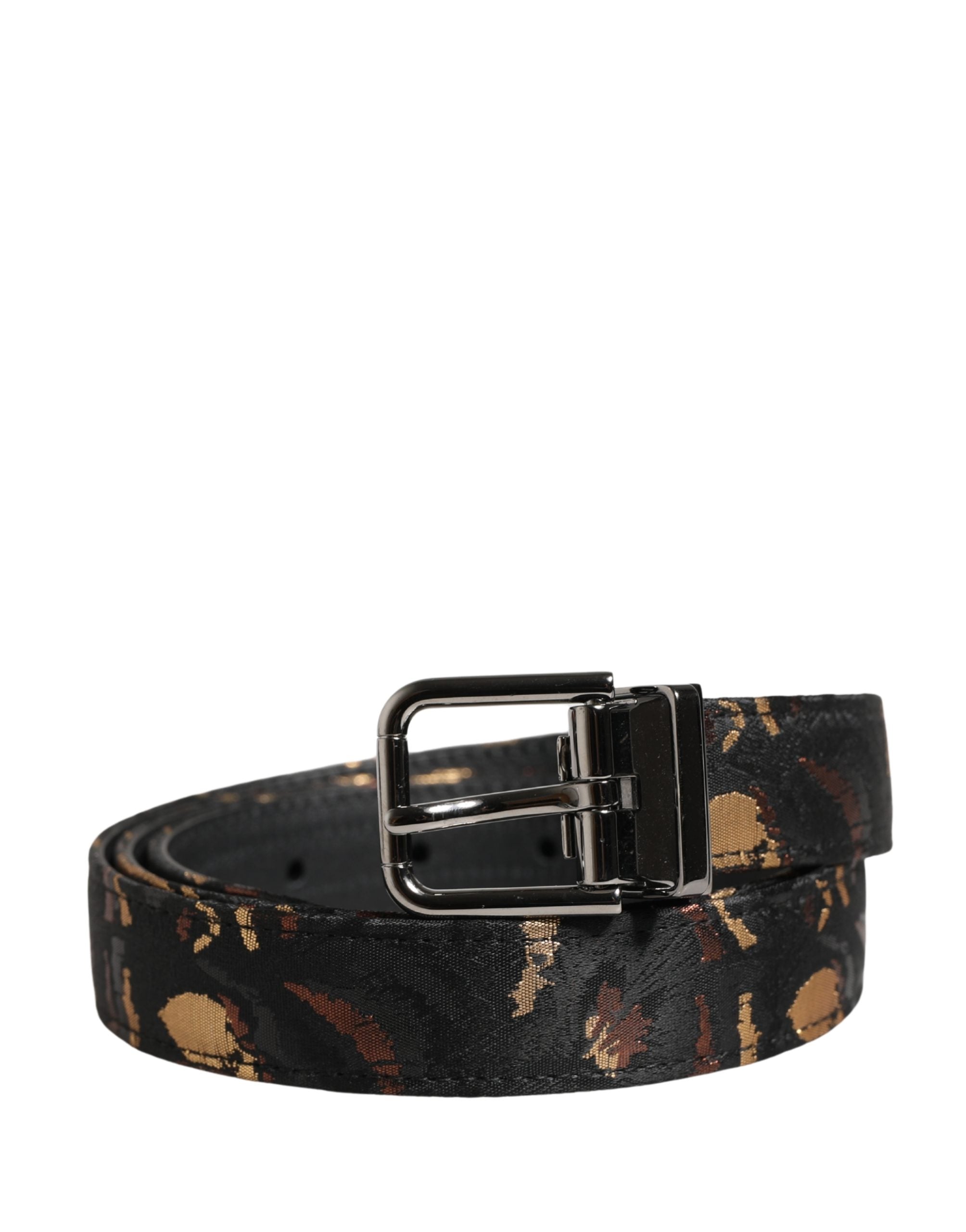 Dolce & Gabbana Gürtel aus mehrfarbigem Jacquard mit silberner Metallschnalle