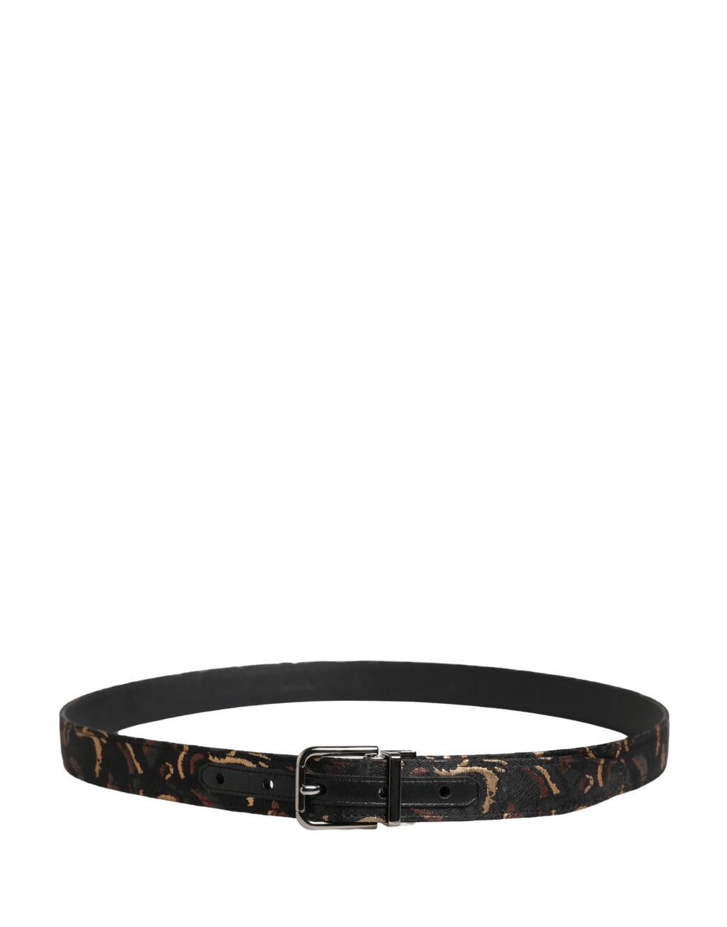 Dolce & Gabbana Gürtel aus mehrfarbigem Jacquard mit silberner Metallschnalle