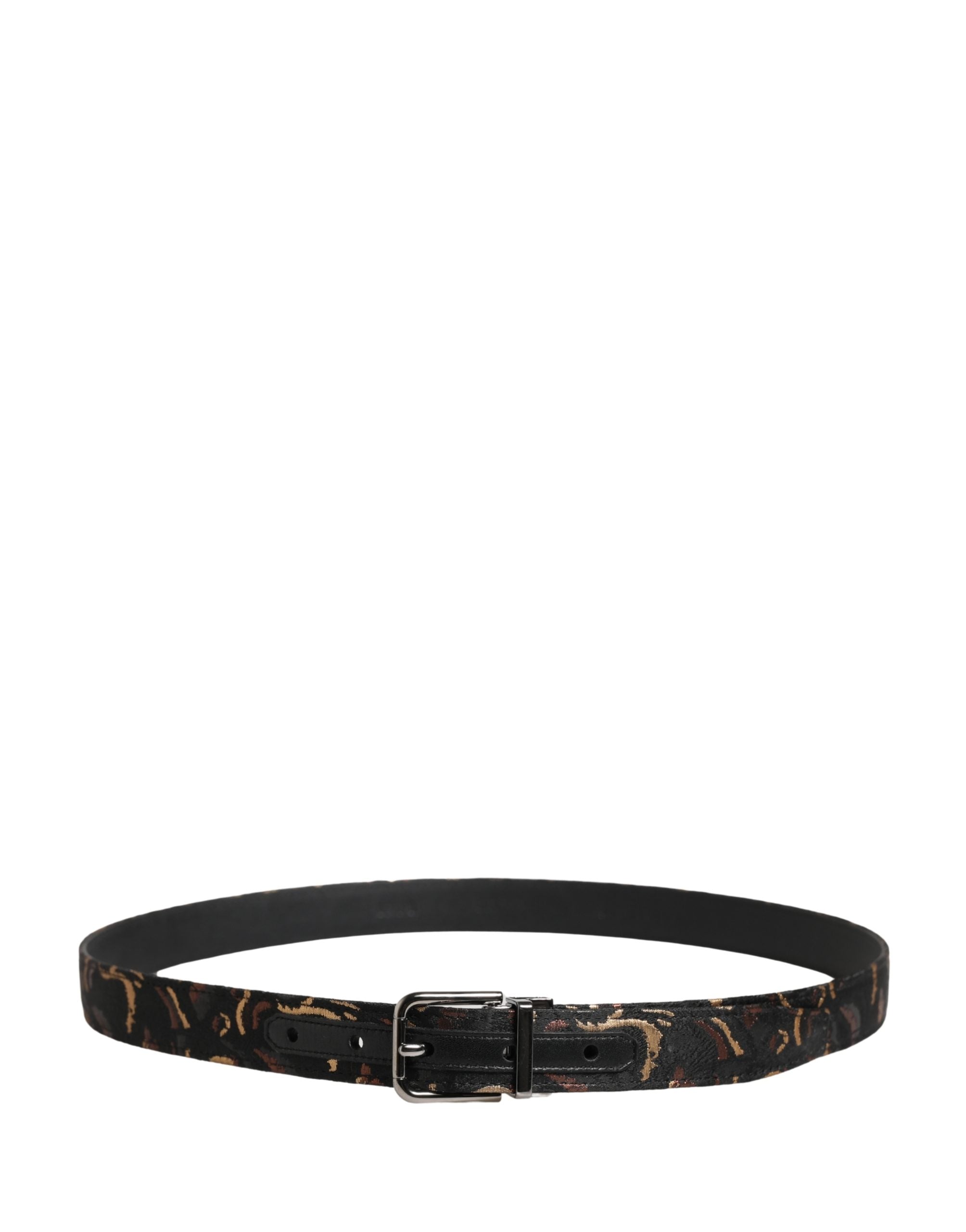 Dolce & Gabbana Gürtel aus mehrfarbigem Jacquard mit silberner Metallschnalle
