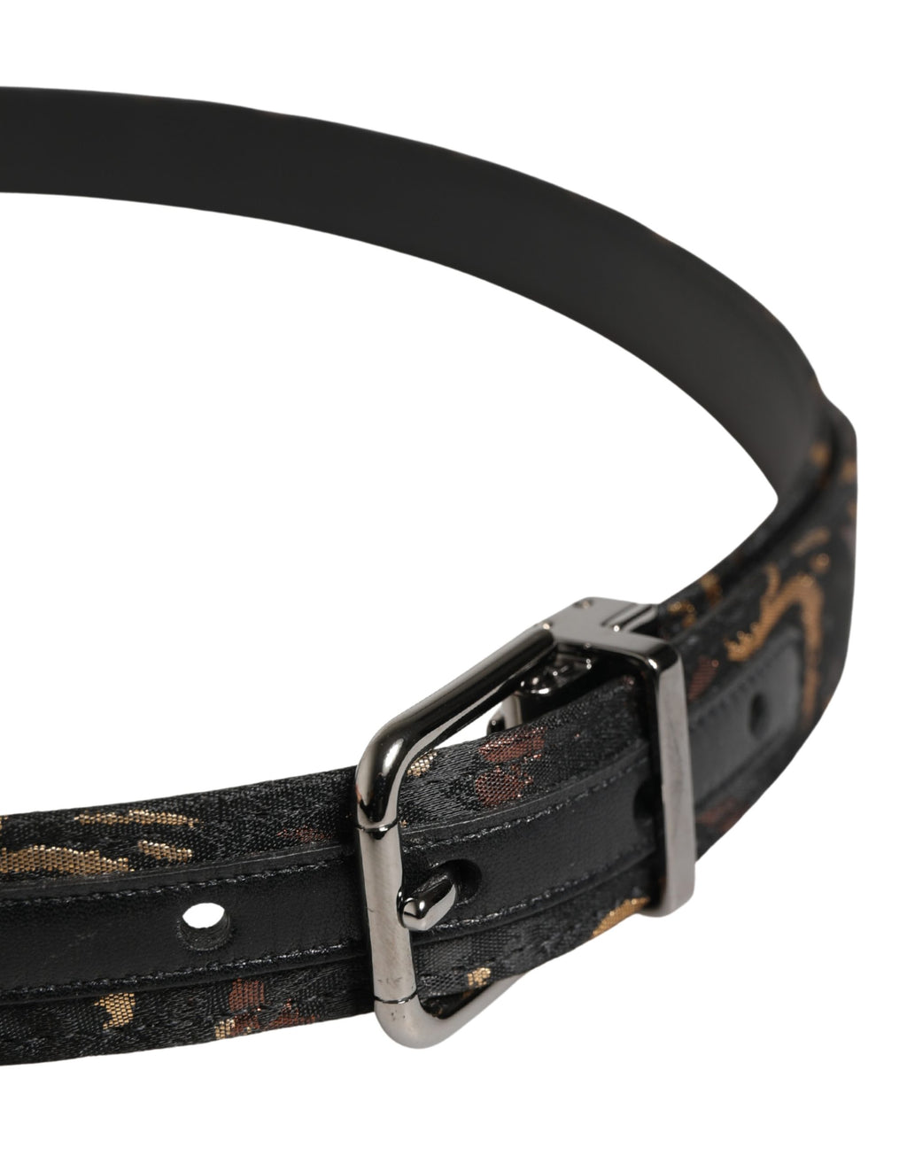 Dolce & Gabbana Gürtel aus mehrfarbigem Jacquard mit silberner Metallschnalle