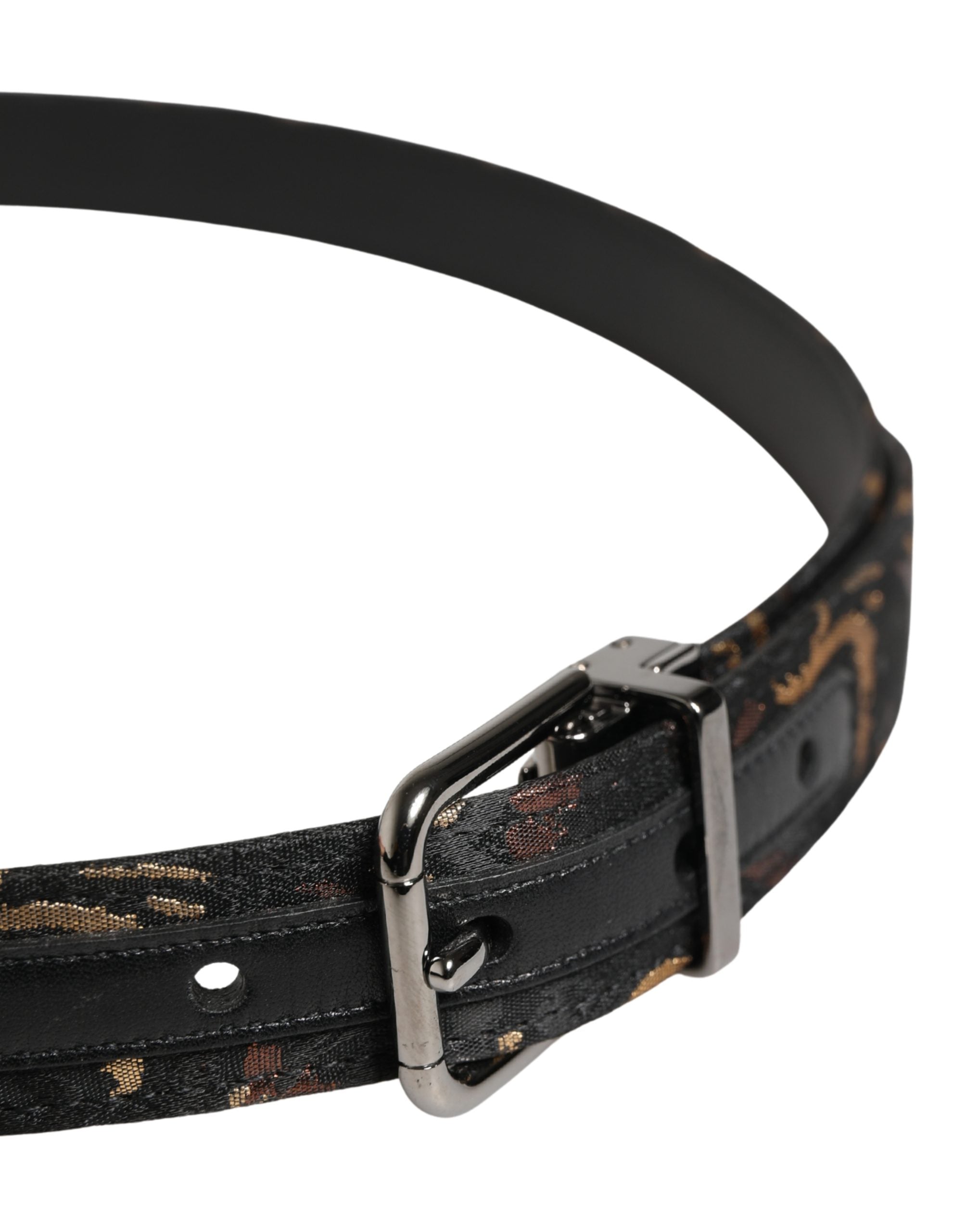 Dolce & Gabbana Gürtel aus mehrfarbigem Jacquard mit silberner Metallschnalle