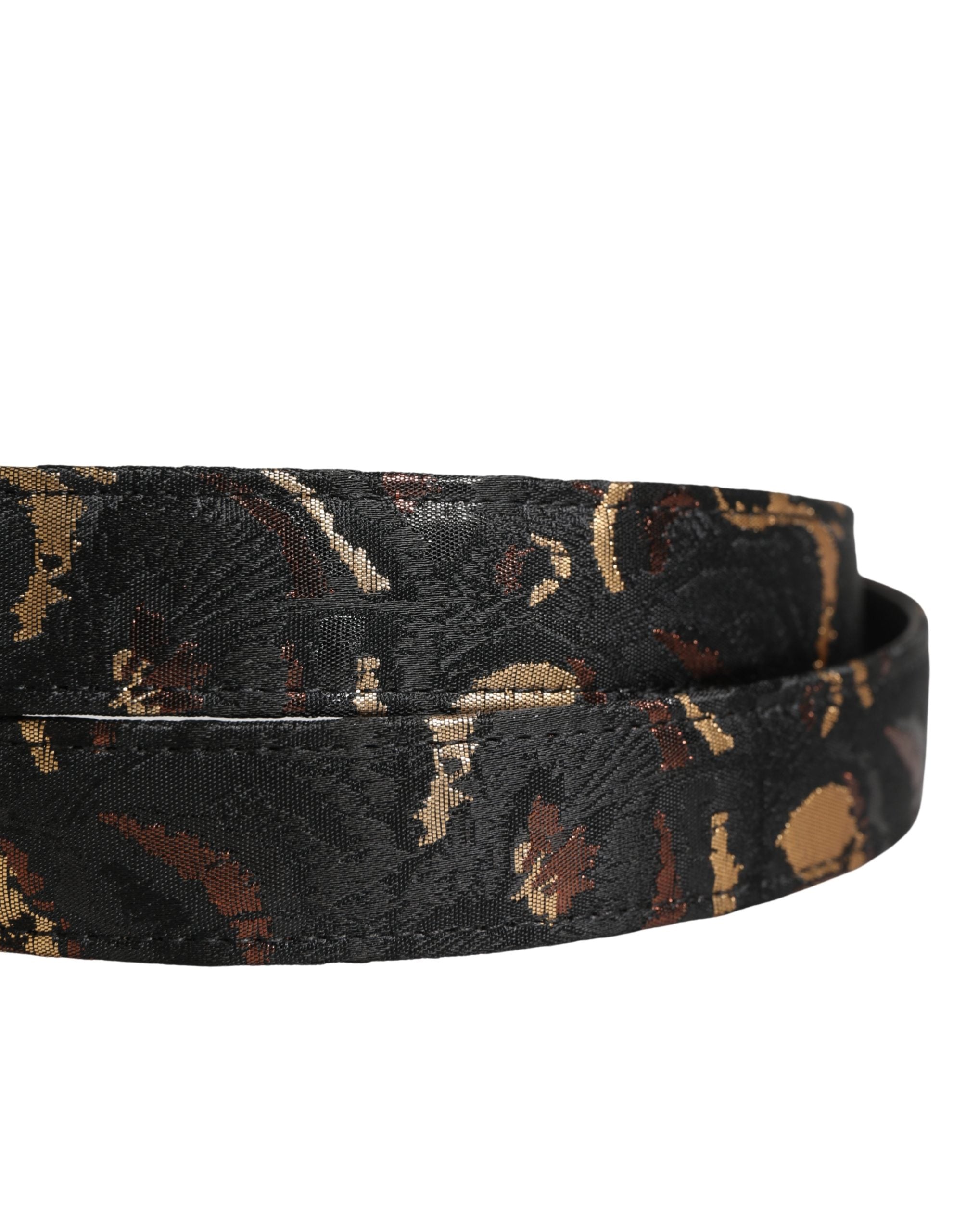 Dolce & Gabbana Gürtel aus mehrfarbigem Jacquard mit silberner Metallschnalle
