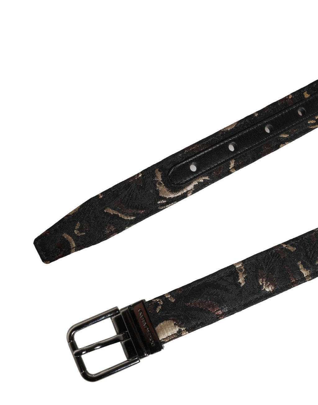Dolce & Gabbana Gürtel aus mehrfarbigem Jacquard mit silberner Metallschnalle