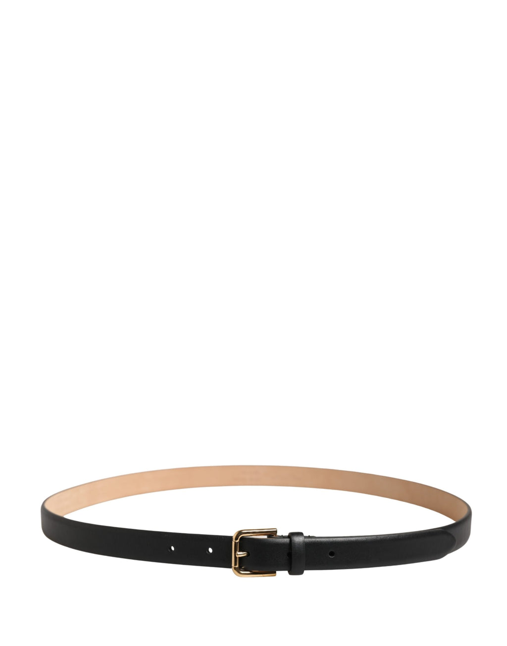 Dolce & Gabbana Black Classic Leather Belt with Gold Metal Buckle