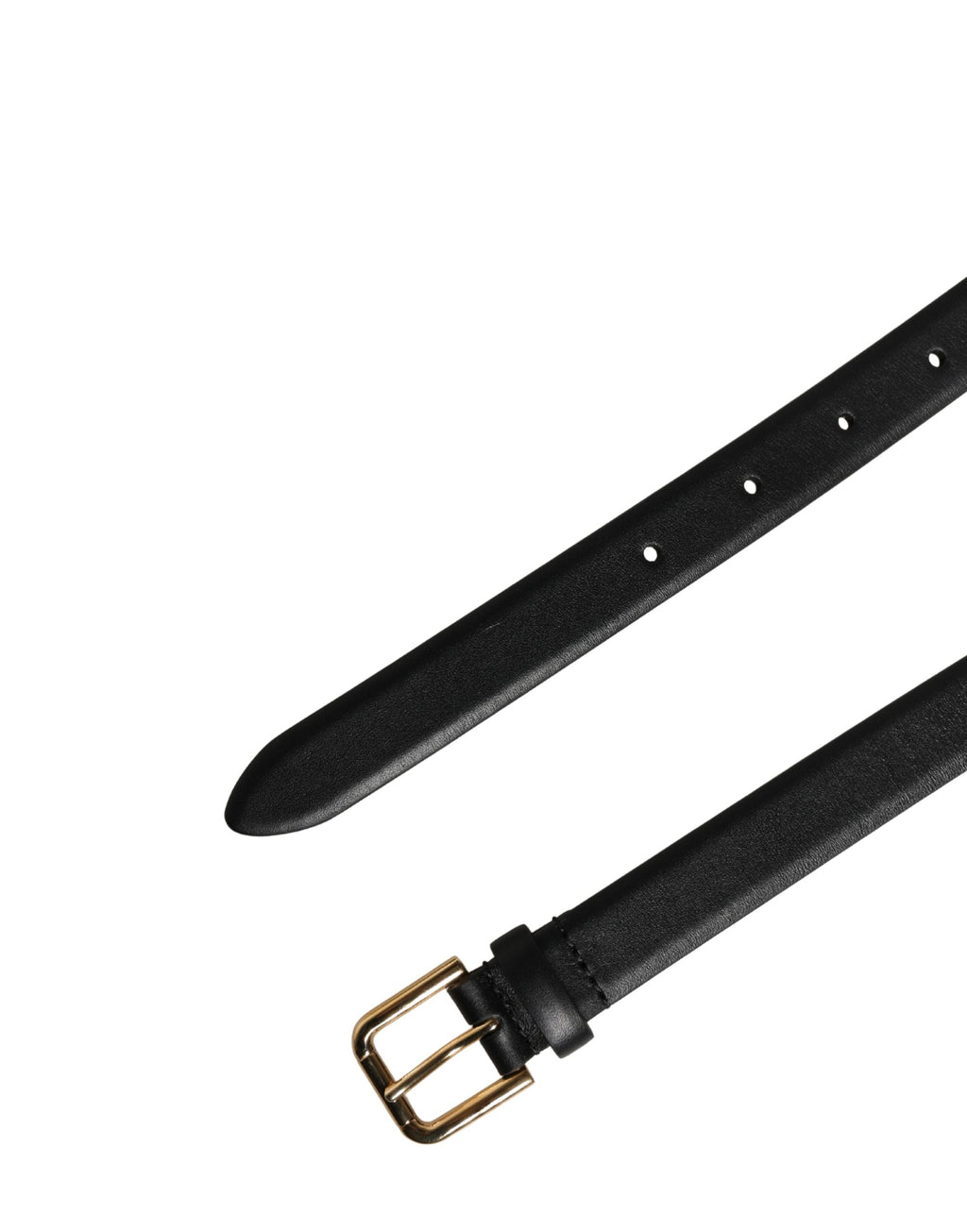Dolce & Gabbana Black Classic Leather Belt with Gold Metal Buckle