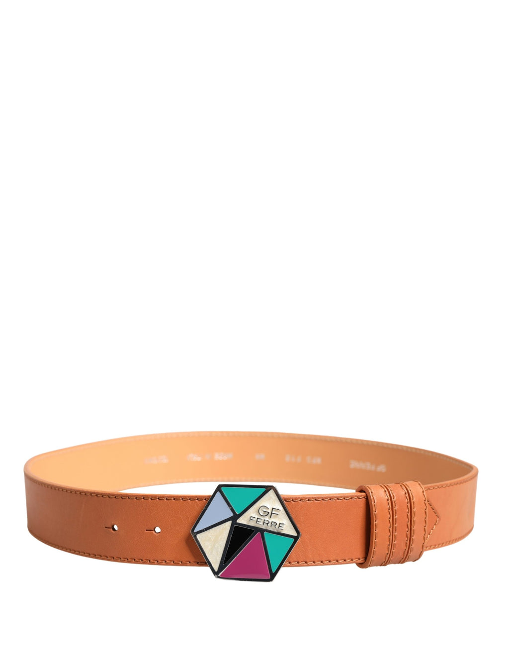 GF Ferre Orange Leder Hexagon Metall Schnalle Damen Gürtel