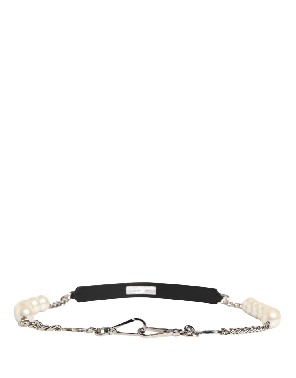 Dolce & Gabbana Black Leather Shoulder Strap with Silver Chain