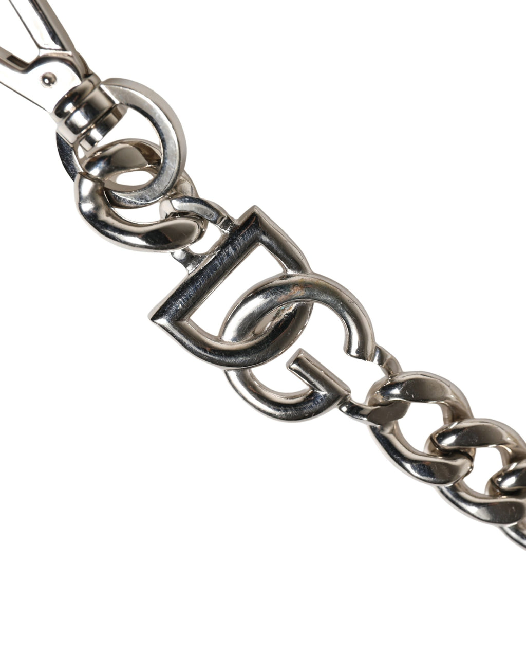 Dolce & Gabbana Black Leather Shoulder Strap with Silver Chain