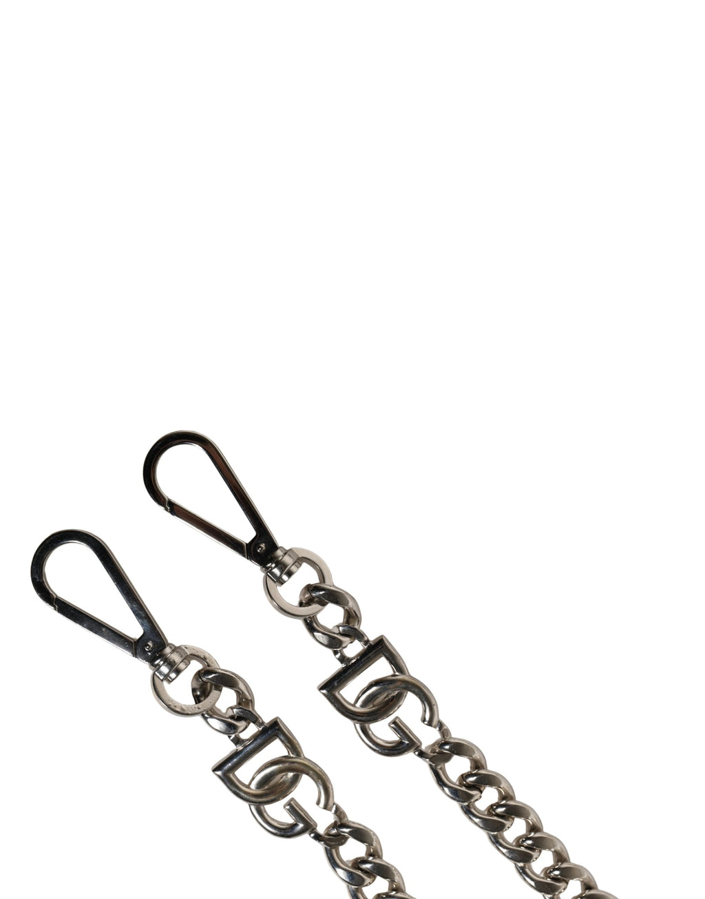 Dolce & Gabbana Black Leather Shoulder Strap with Silver Chain