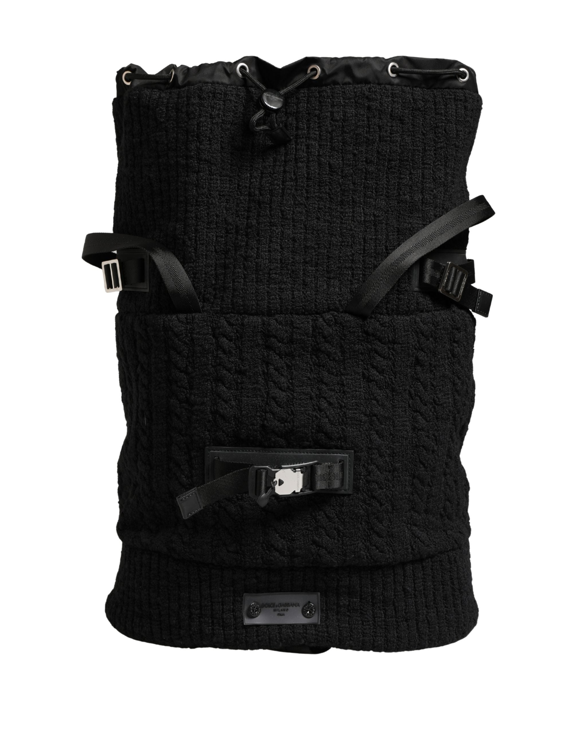 Dolce & Gabbana Black Travel Backpack in Jersey Wool Blend