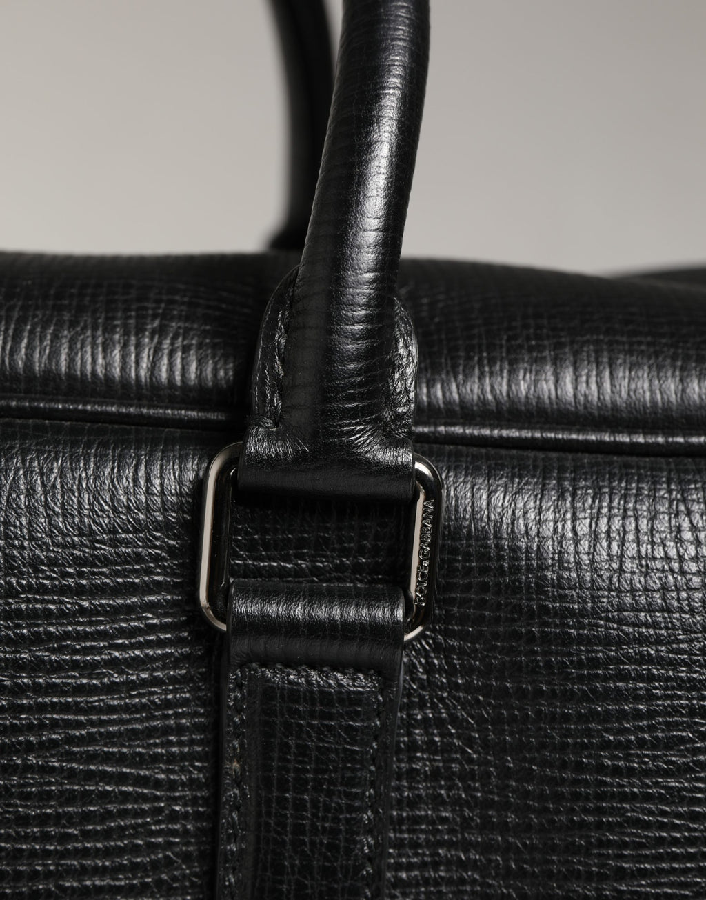Dolce & Gabbana Schwarze Leder-Weekender-Tasche mit Auto-Applikation