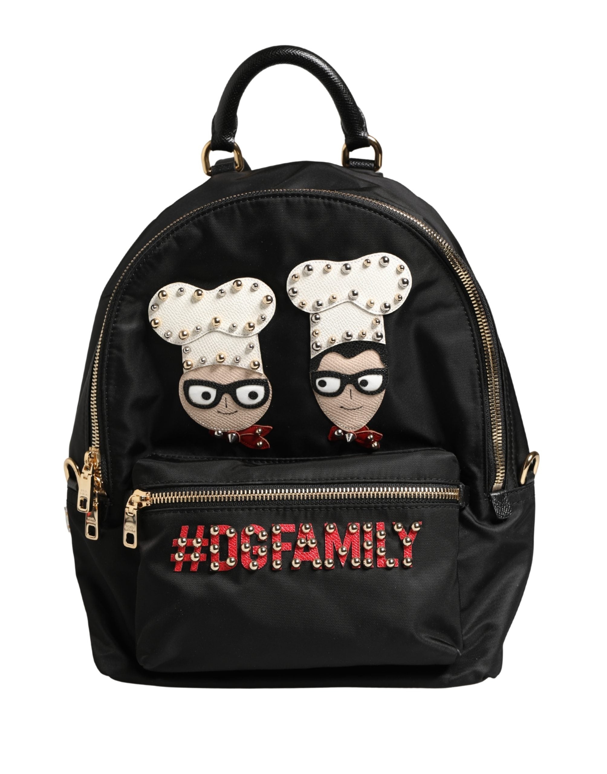 Dolce & Gabbana VULCANO Black Nylon Embellished #DGFAMILY Backpack Bag