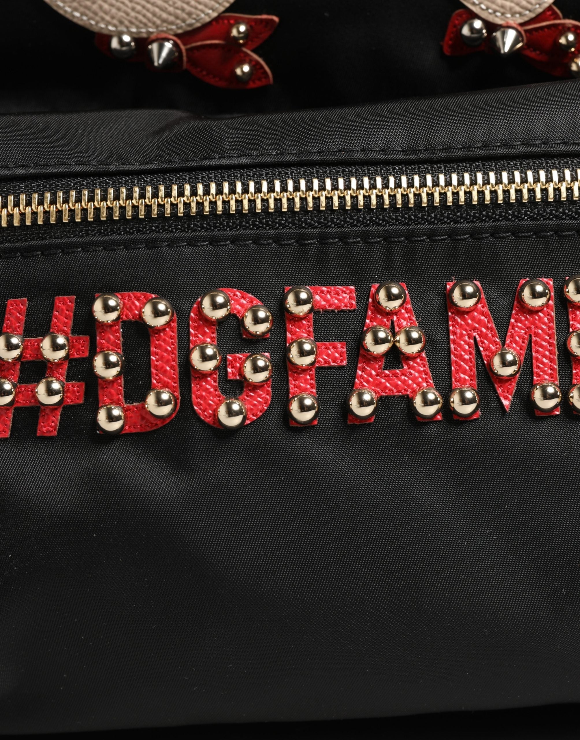 Dolce & Gabbana VULCANO Black Nylon Embellished #DGFAMILY Backpack Bag