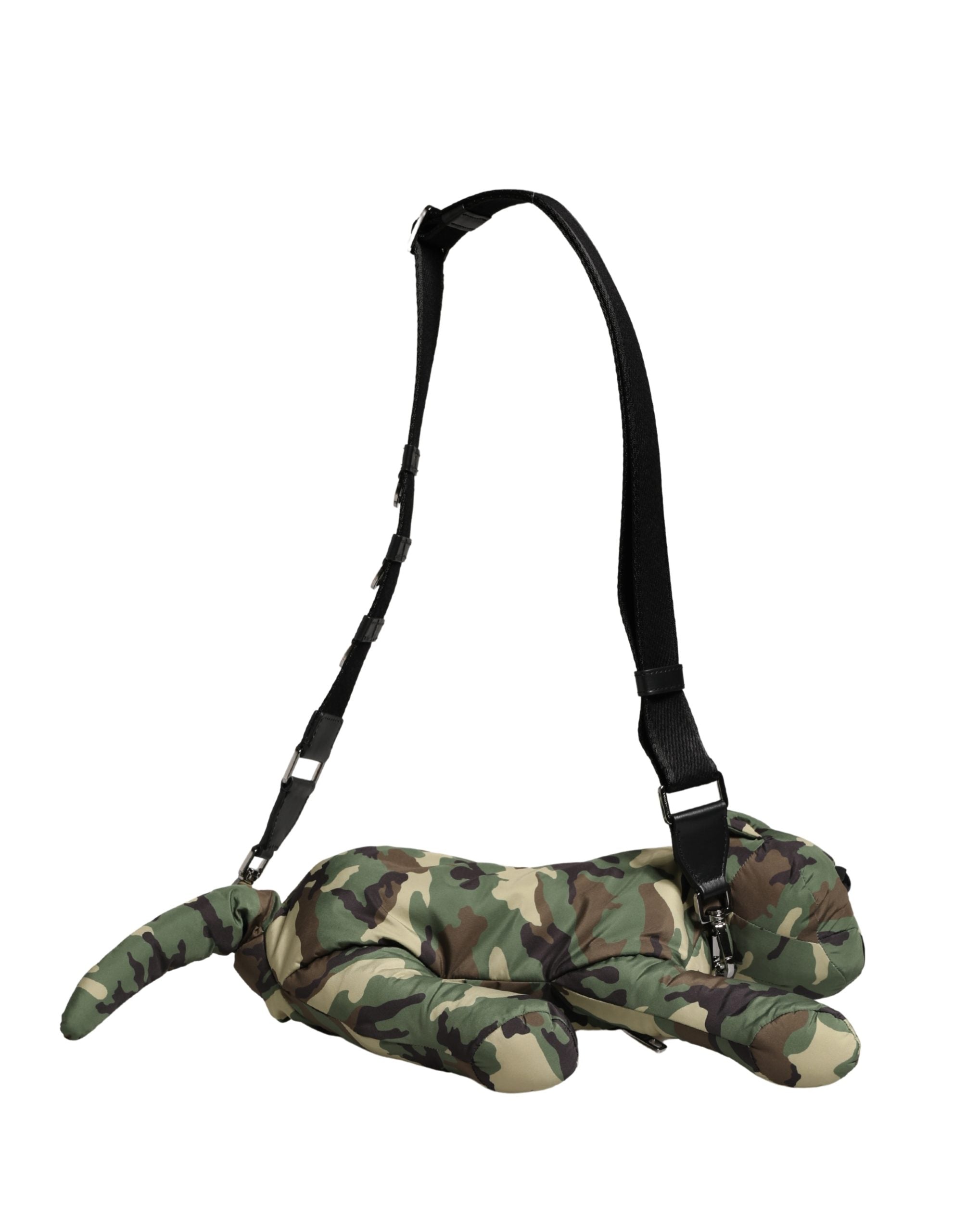 Dolce & Gabbana Belt Bag in Multicolor Camouflage with Animal Silhouette