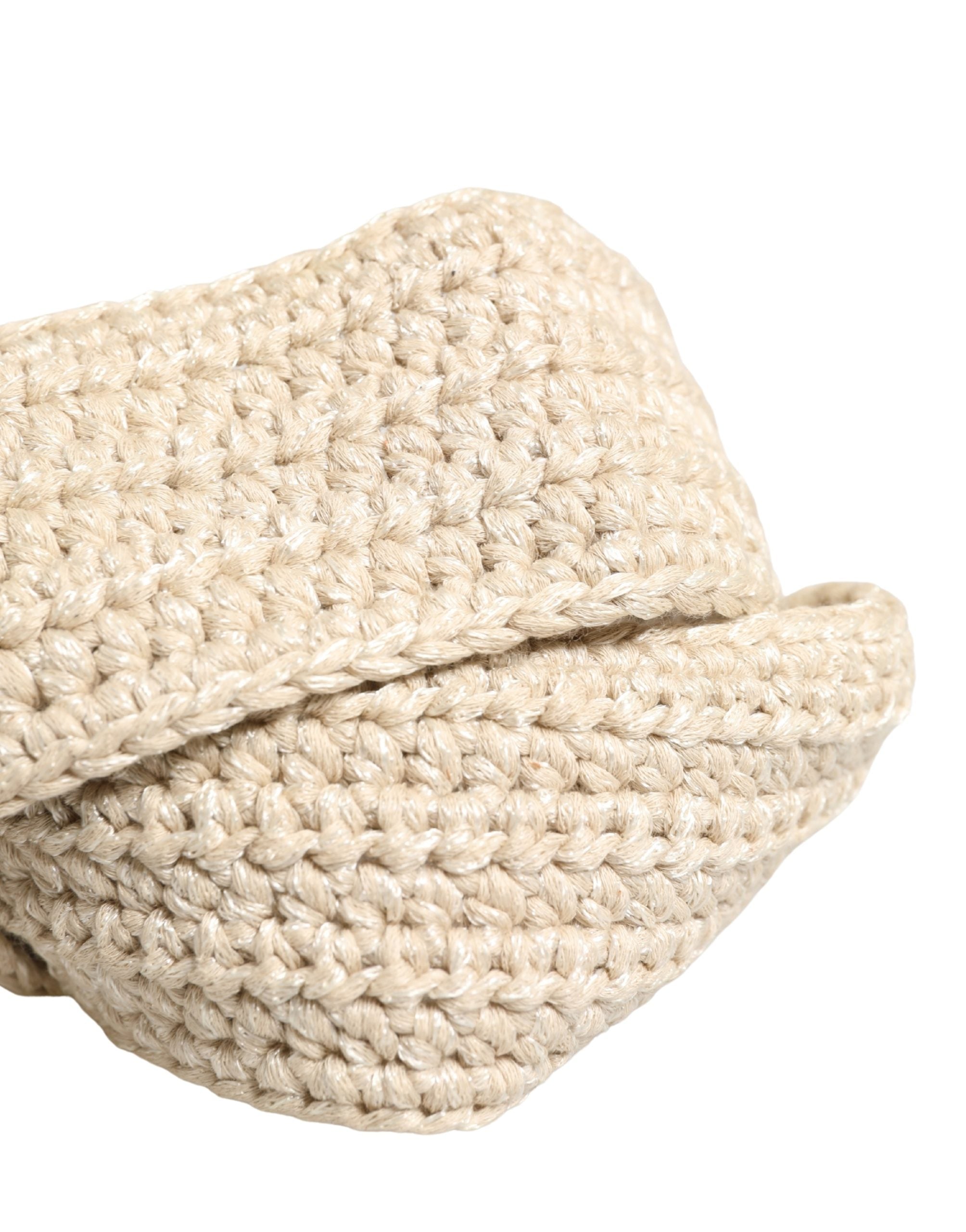 Ermanno Scervino Beige Woven Vintage Belt with Metal Buckle